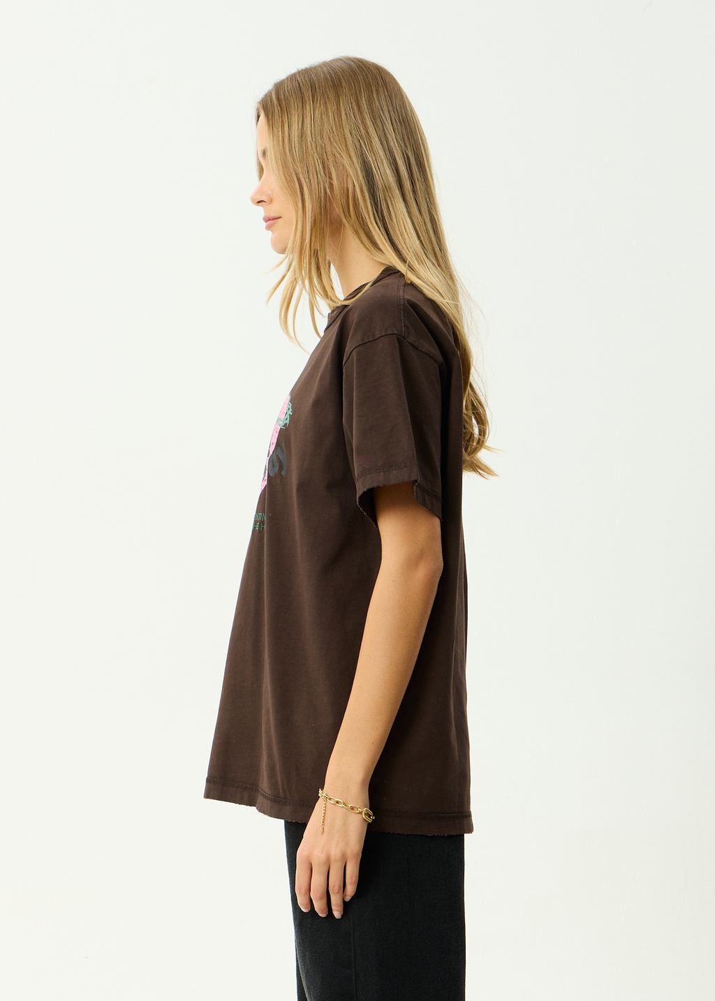 AFENDS Mens Genuine Sentiment - Recycled Heavyweight Boxy Fit Tee - Washed Coffee