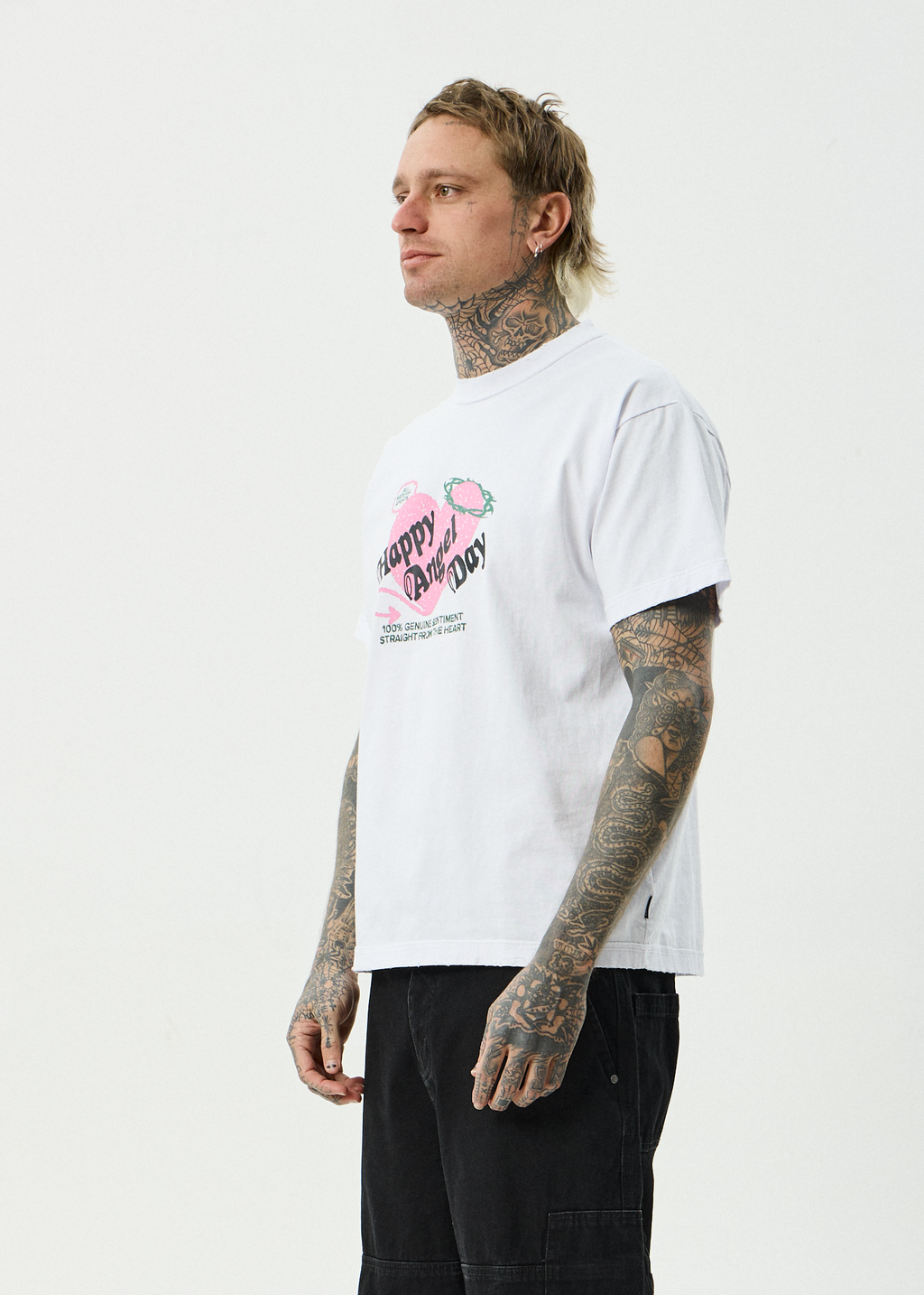 AFENDS Mens Genuine Sentiment - Recycled Heavyweight Boxy Fit Tee - White