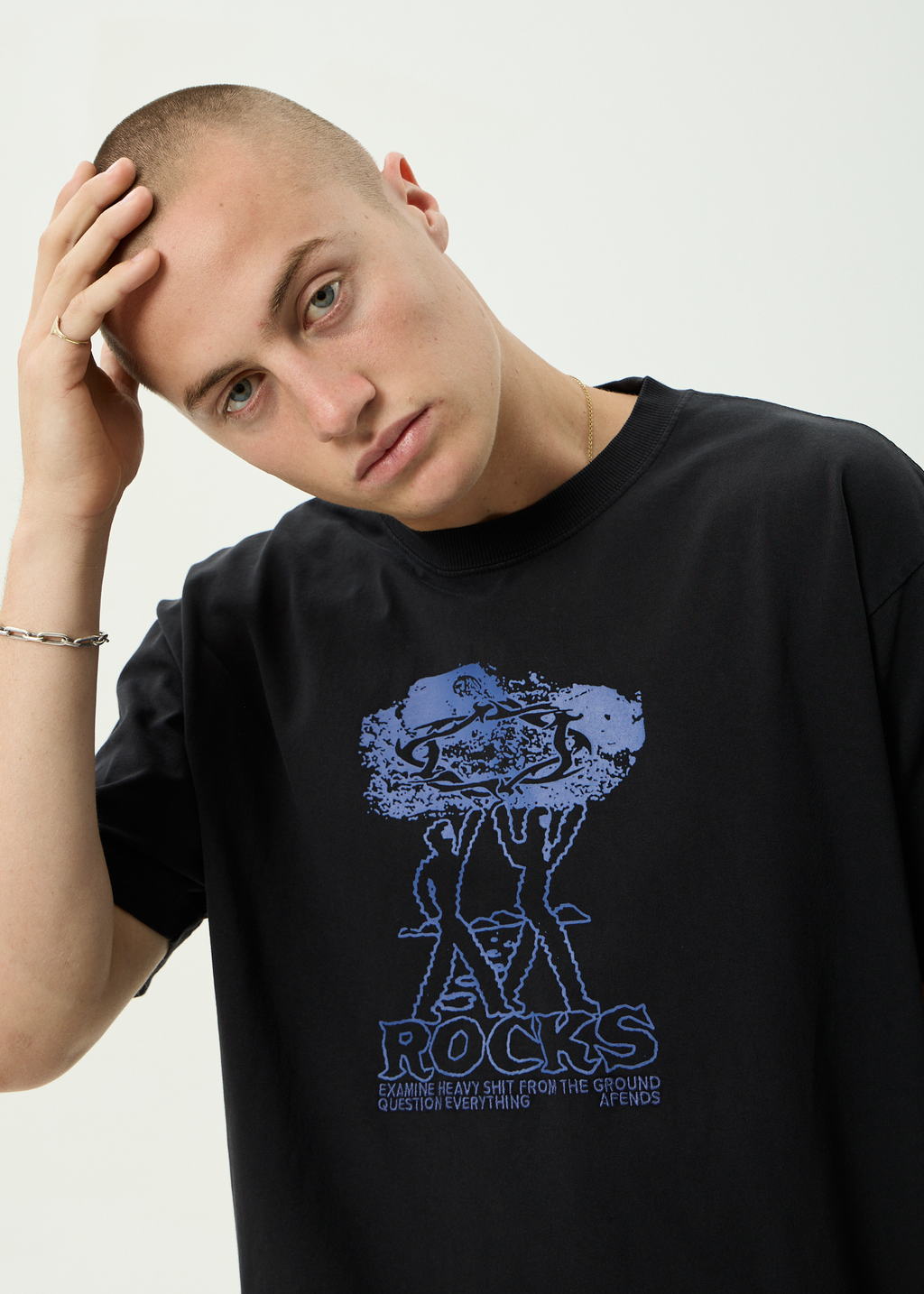 AFENDS Mens Rocked - Recycled Boxy Fit Tee - Stone Black