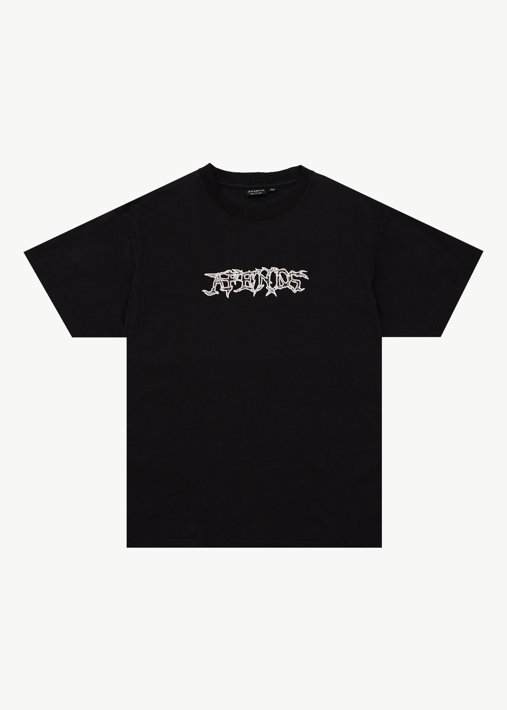 AFENDS Mens Kharma - Heavyweight Boxy Tee - Stone Black