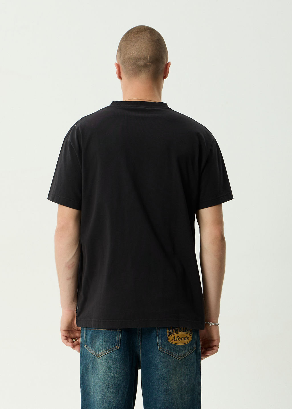 AFENDS Mens Kharma - Heavyweight Boxy Tee - Stone Black