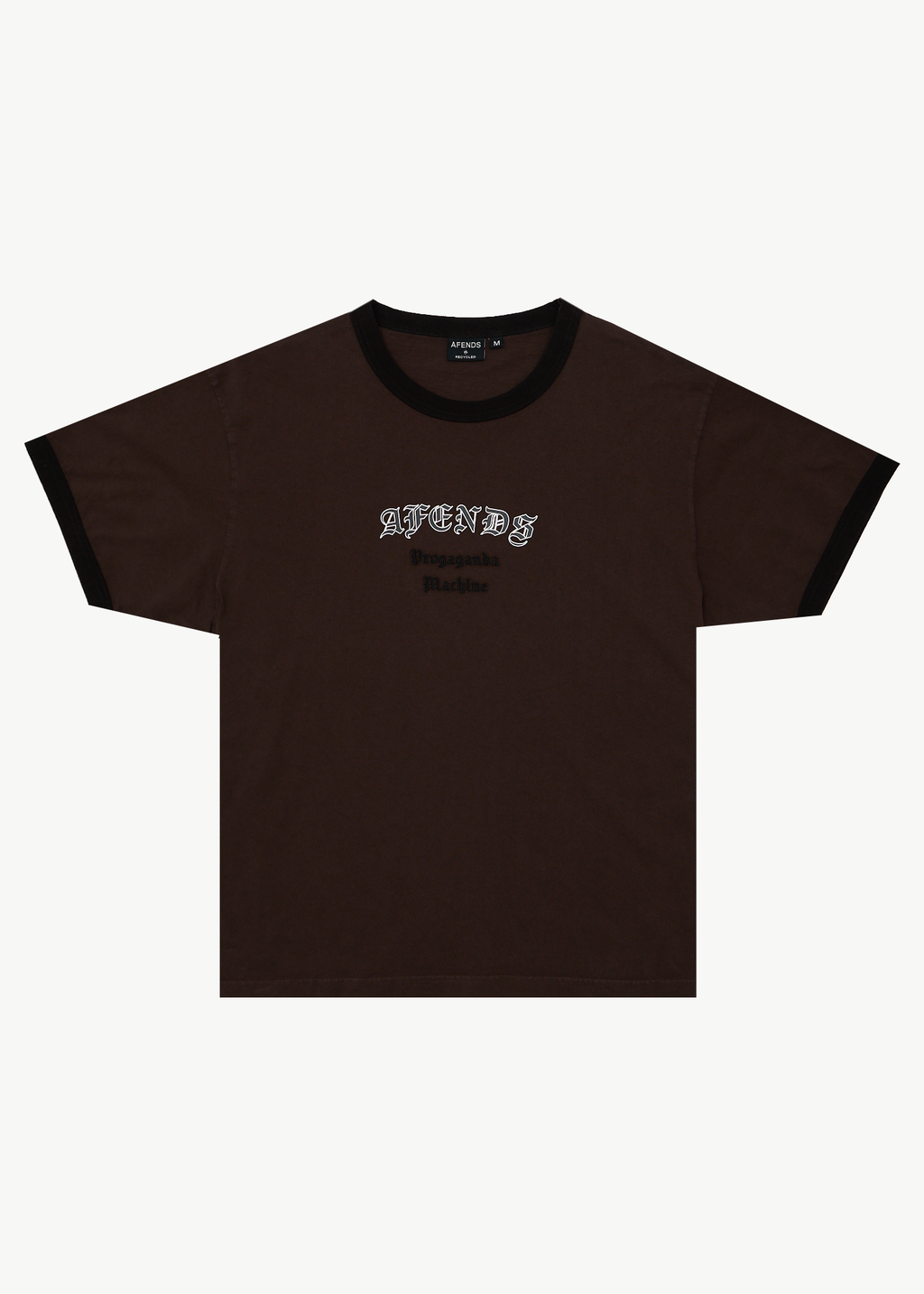AFENDS Mens Machine - Boxy Ringer Fit Tee - Washed Coffee