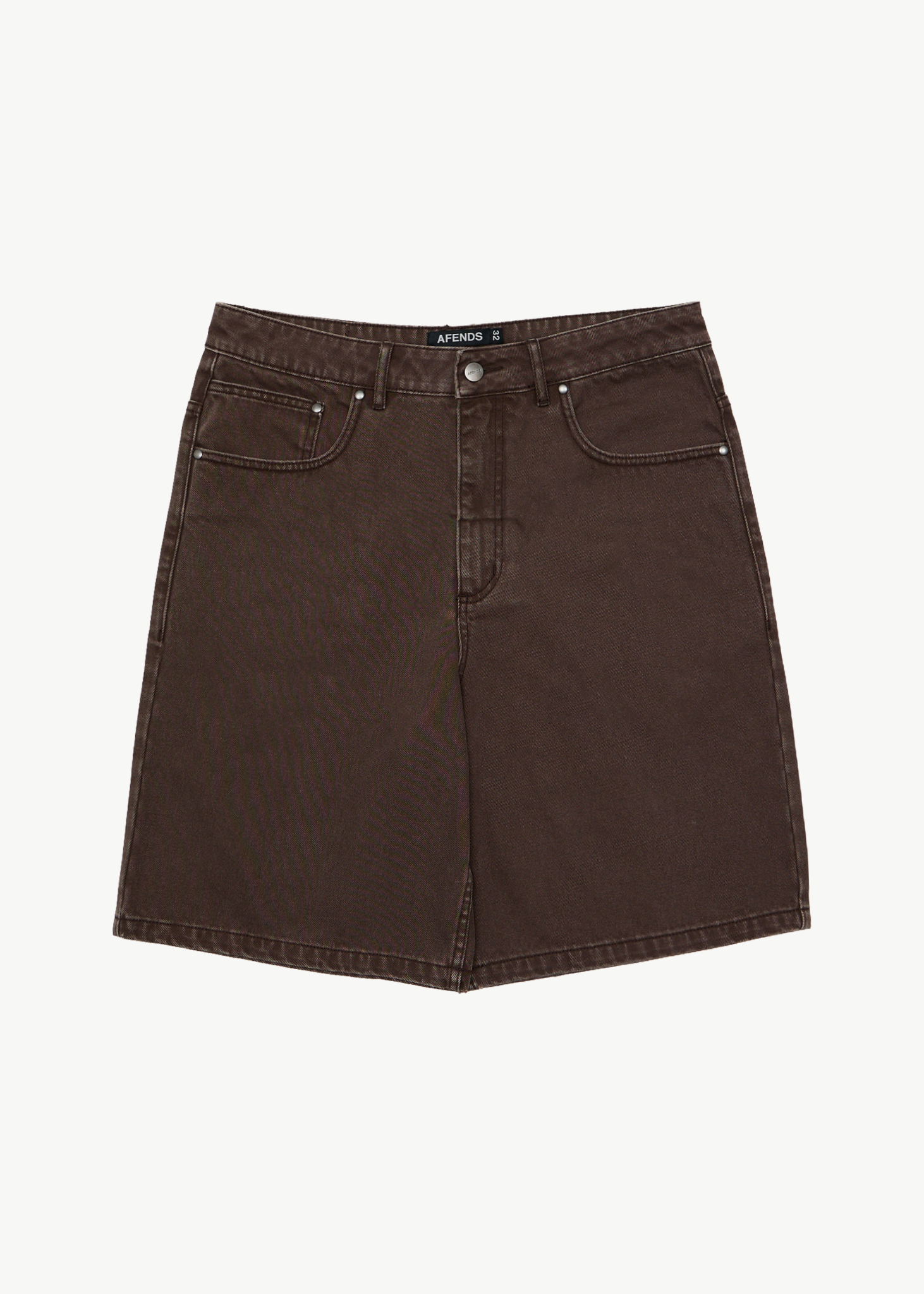 AFENDS Mens Lil C - Denim Baggy Fit Short 22" - Washed Coffee