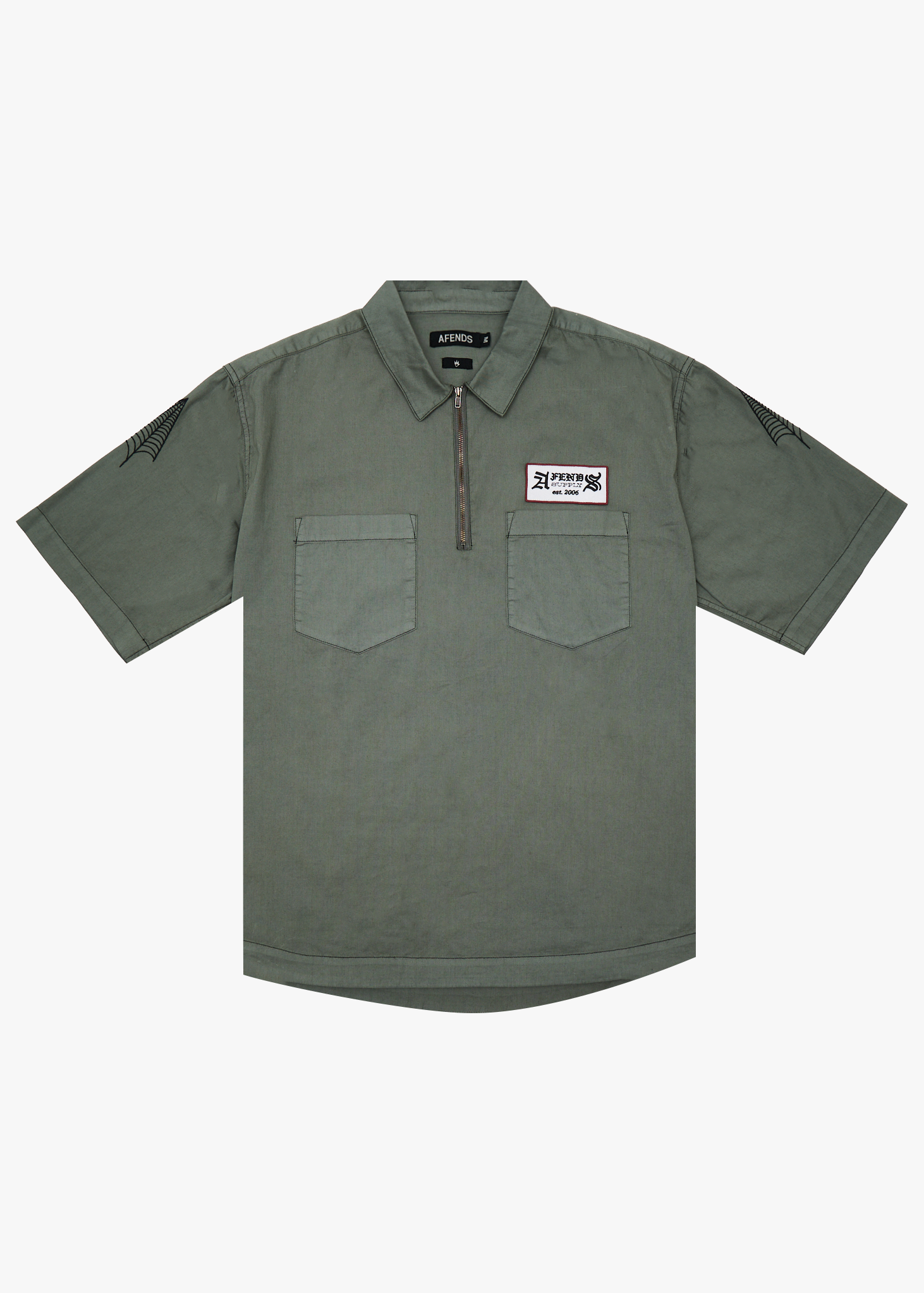 AFENDS Mens Supply - Workwear Short Sleeve Shirt - Washed Sycamore