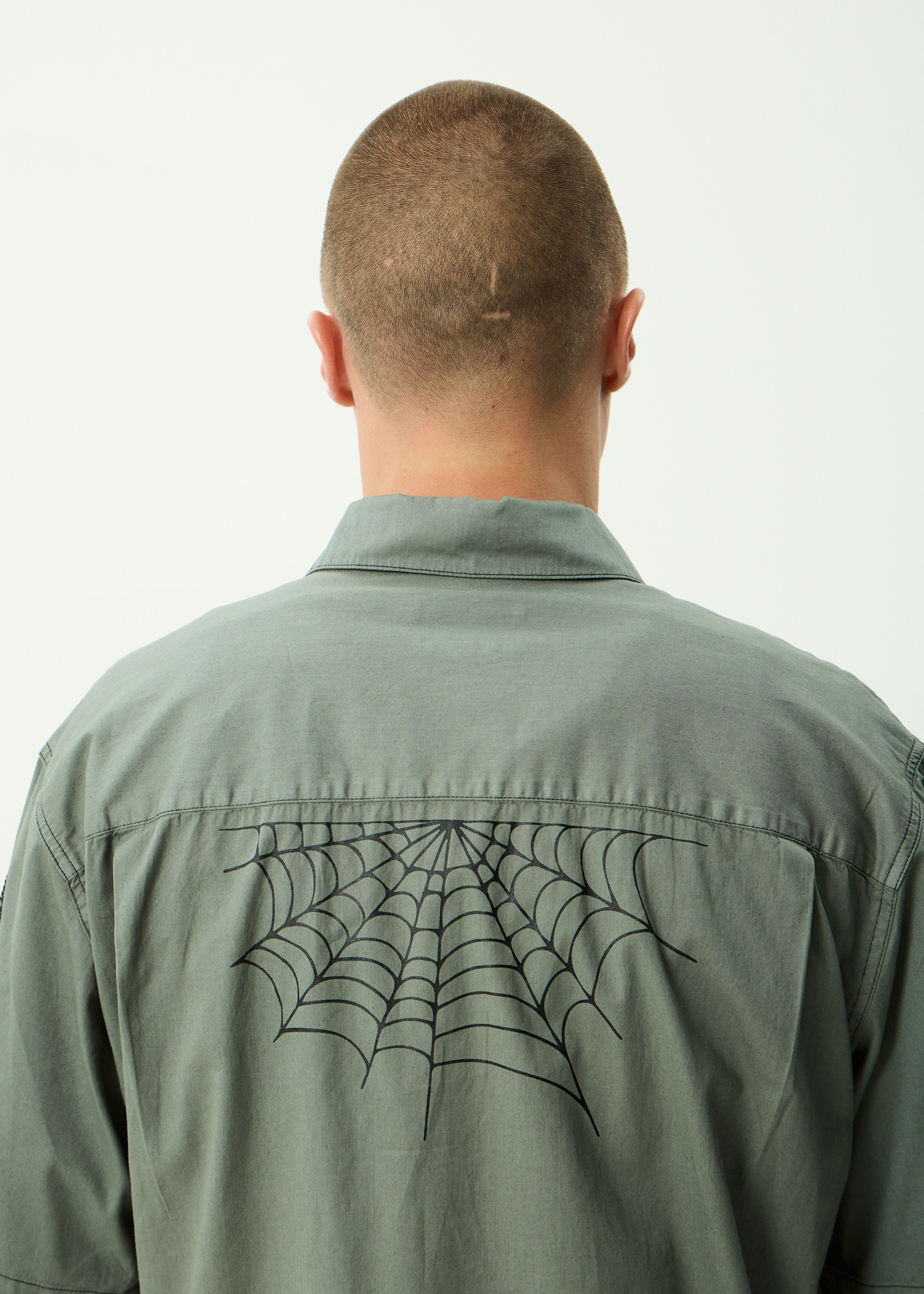 AFENDS Mens Supply - Workwear Short Sleeve Shirt - Washed Sycamore