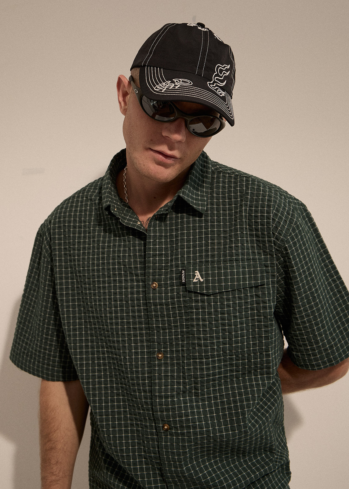 AFENDS Mens Reverb - Short Sleeve Shirt - Pine Check