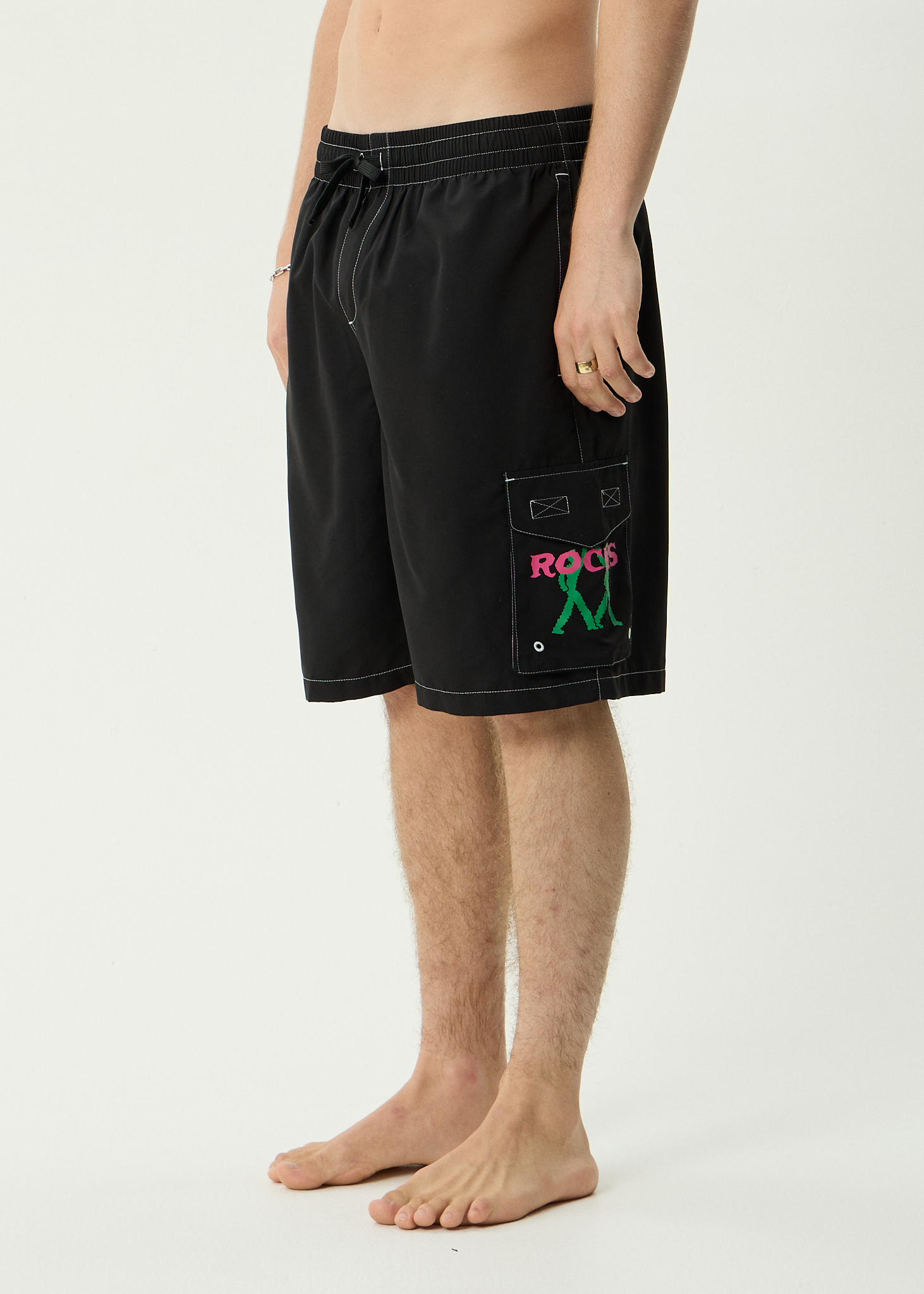 AFENDS Mens Rocked - Recycled Cargo Short 21 Inch - Black