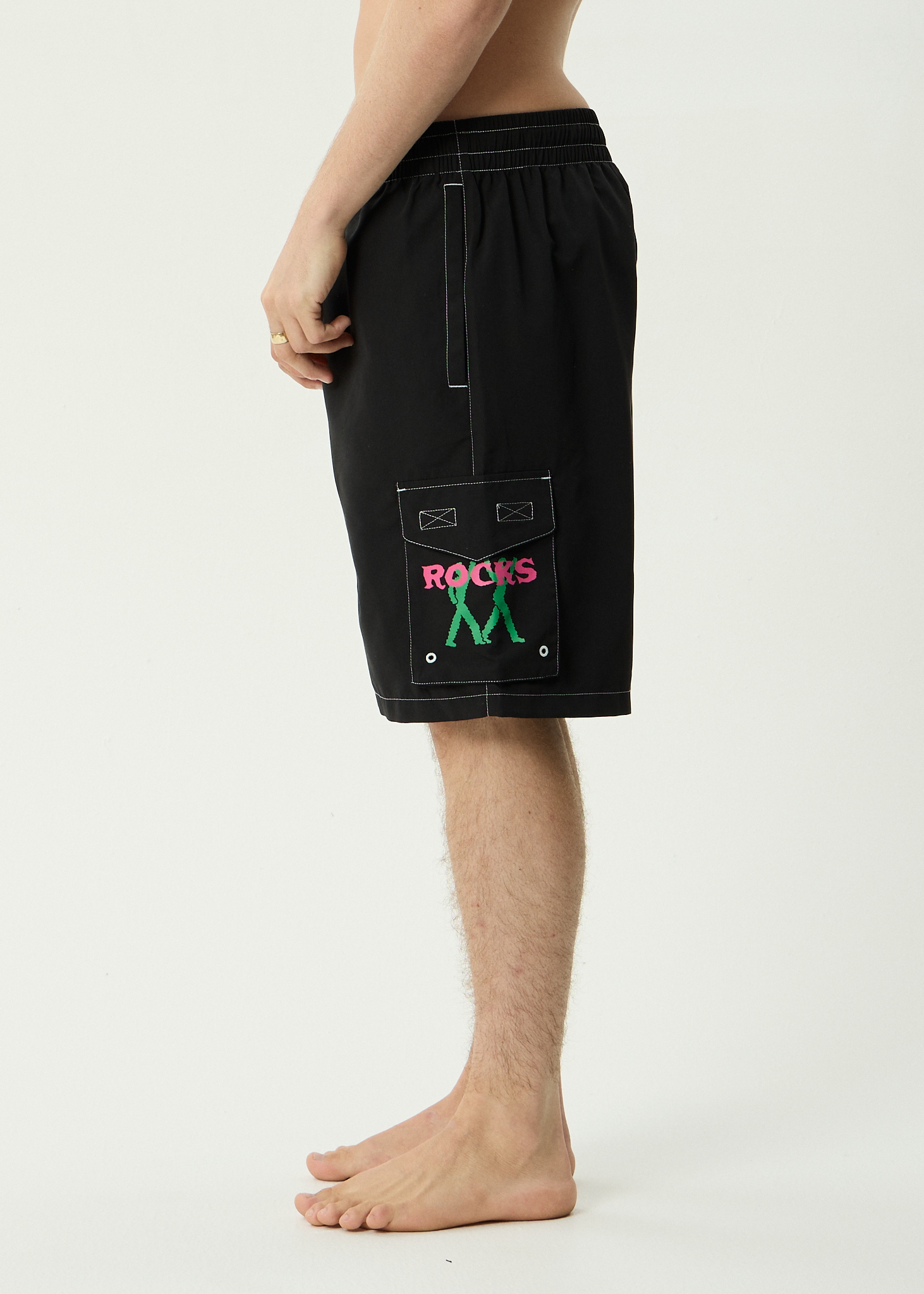 AFENDS Mens Rocked - Recycled Cargo Short 21 Inch - Black