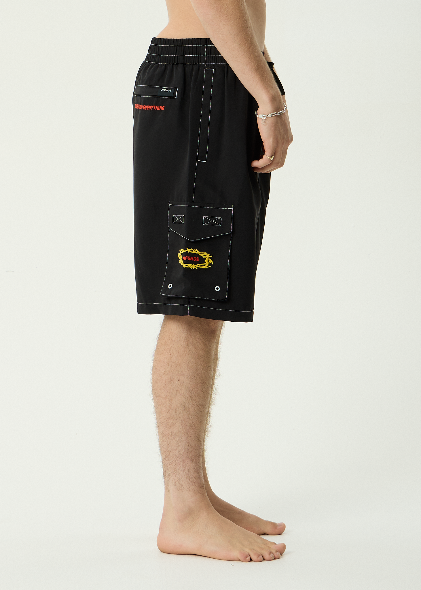 AFENDS Mens Rocked - Recycled Cargo Short 21 Inch - Black