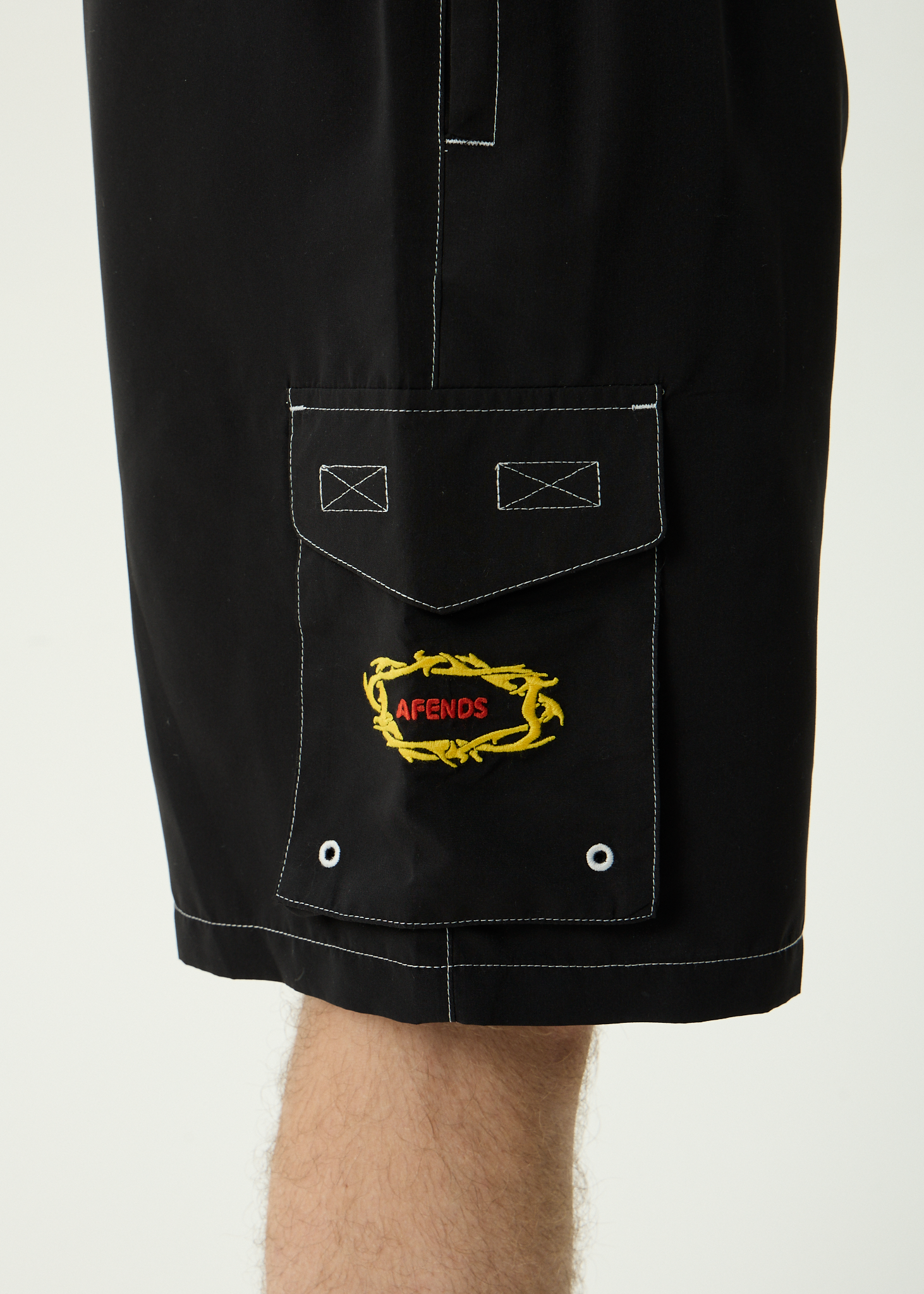 AFENDS Mens Rocked - Recycled Cargo Short 21 Inch - Black