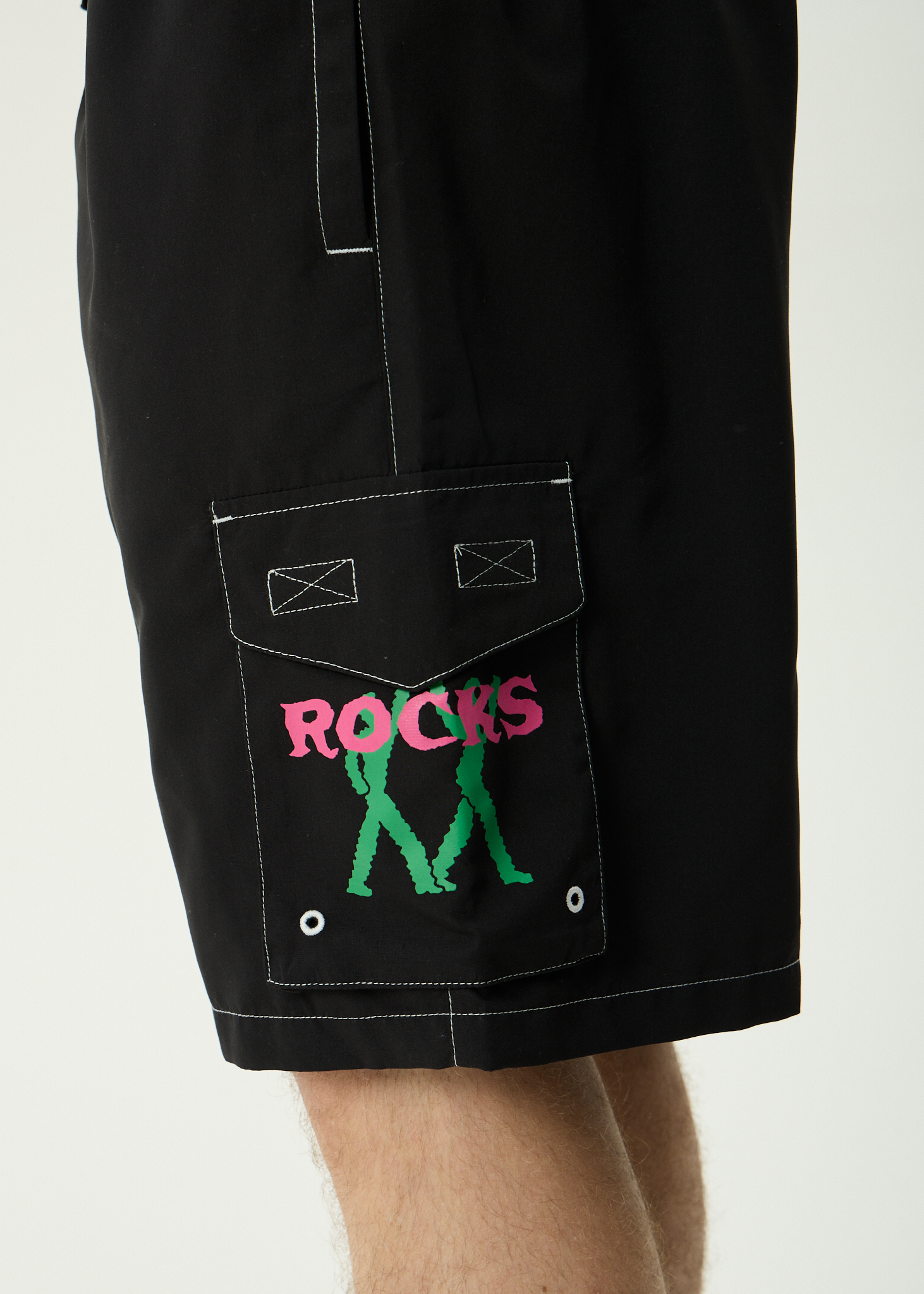 AFENDS Mens Rocked - Recycled Cargo Short 21 Inch - Black