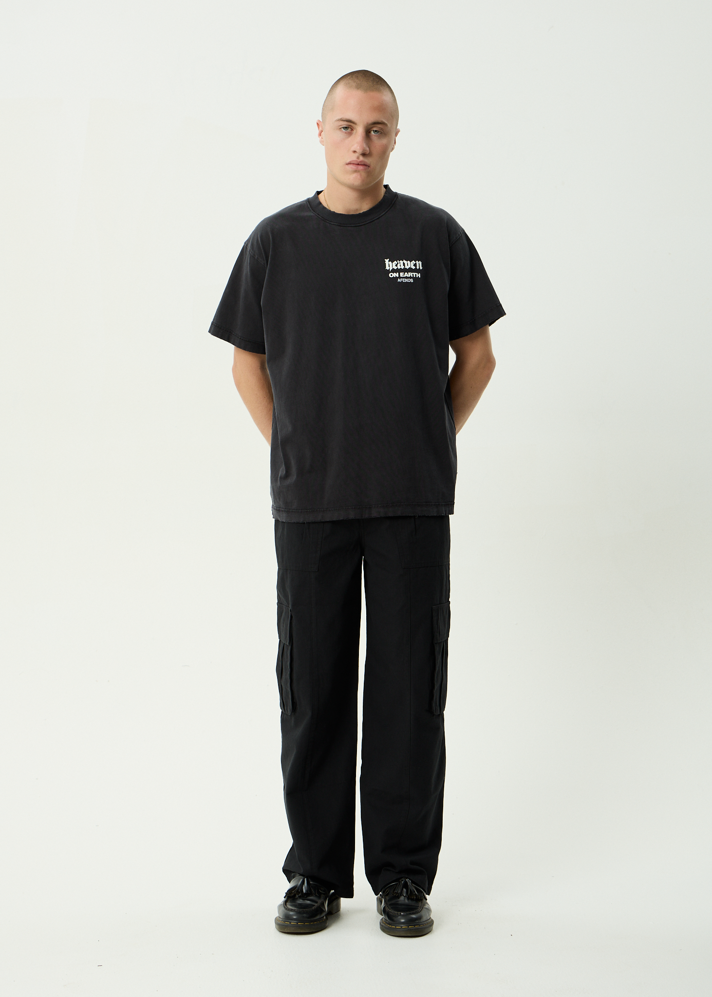 AFENDS Mens Summit - Recycled Pleated Cargo Pant - Black