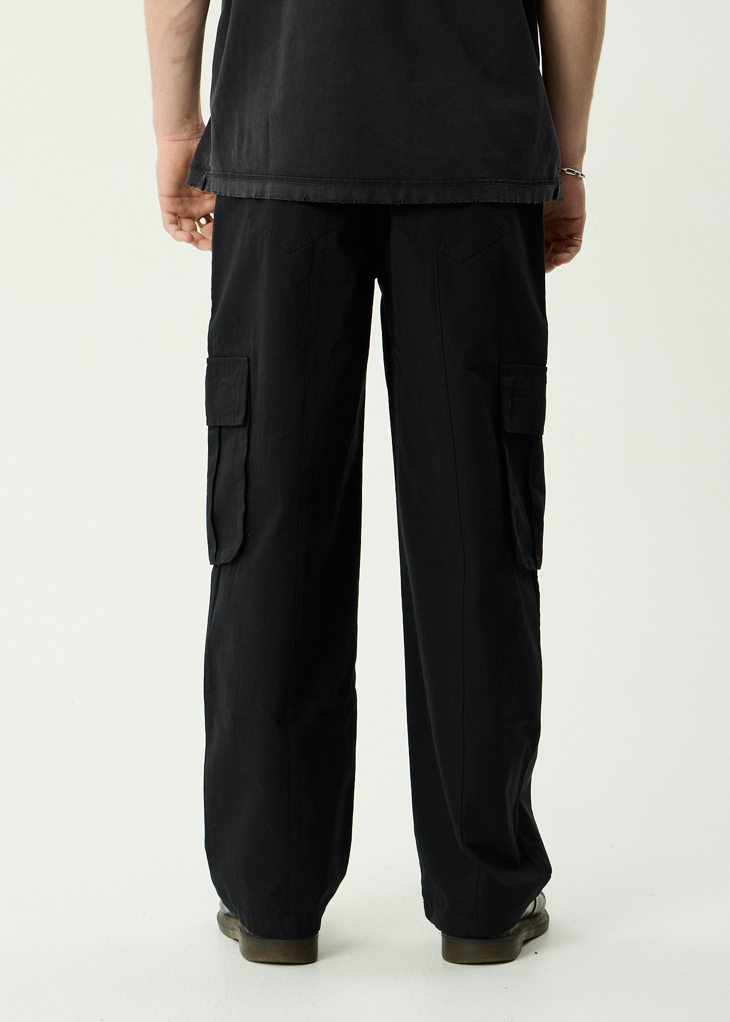 AFENDS Mens Summit - Recycled Pleated Cargo Pant - Black