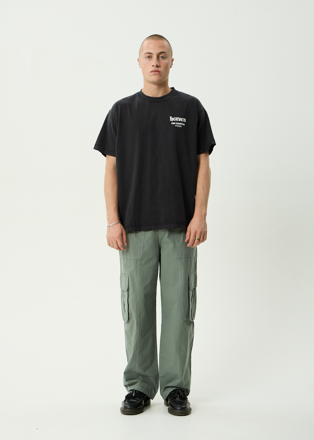 AFENDS Mens Summit - Recycled Pleated Cargo Pant - Washed Sycamore