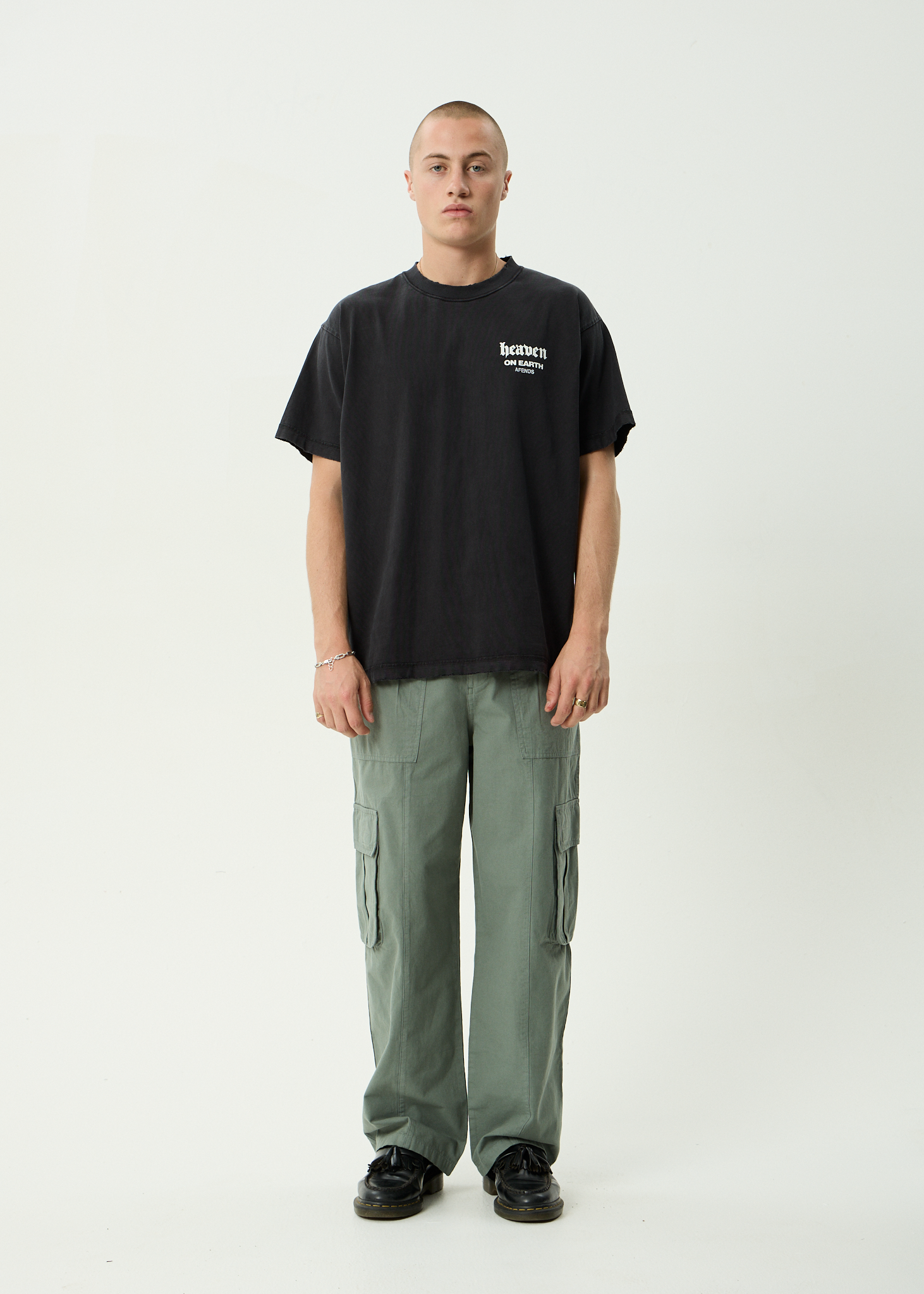 AFENDS Mens Summit - Recycled Pleated Cargo Pant - Washed Sycamore