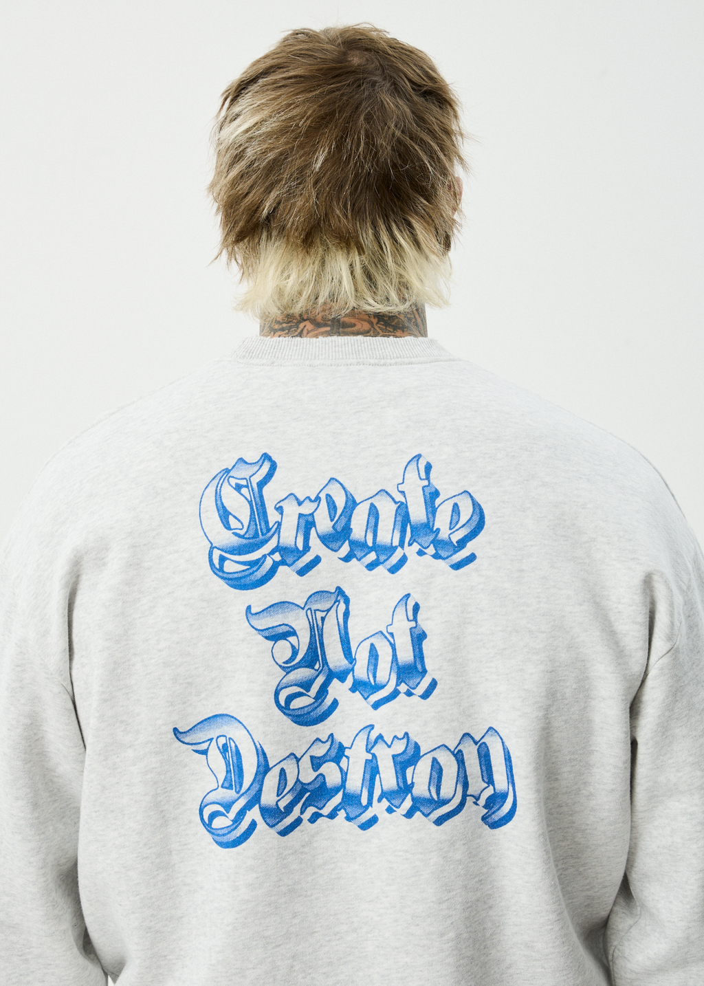 AFENDS Mens Created - Recycled Crew Neck - Grey Marle