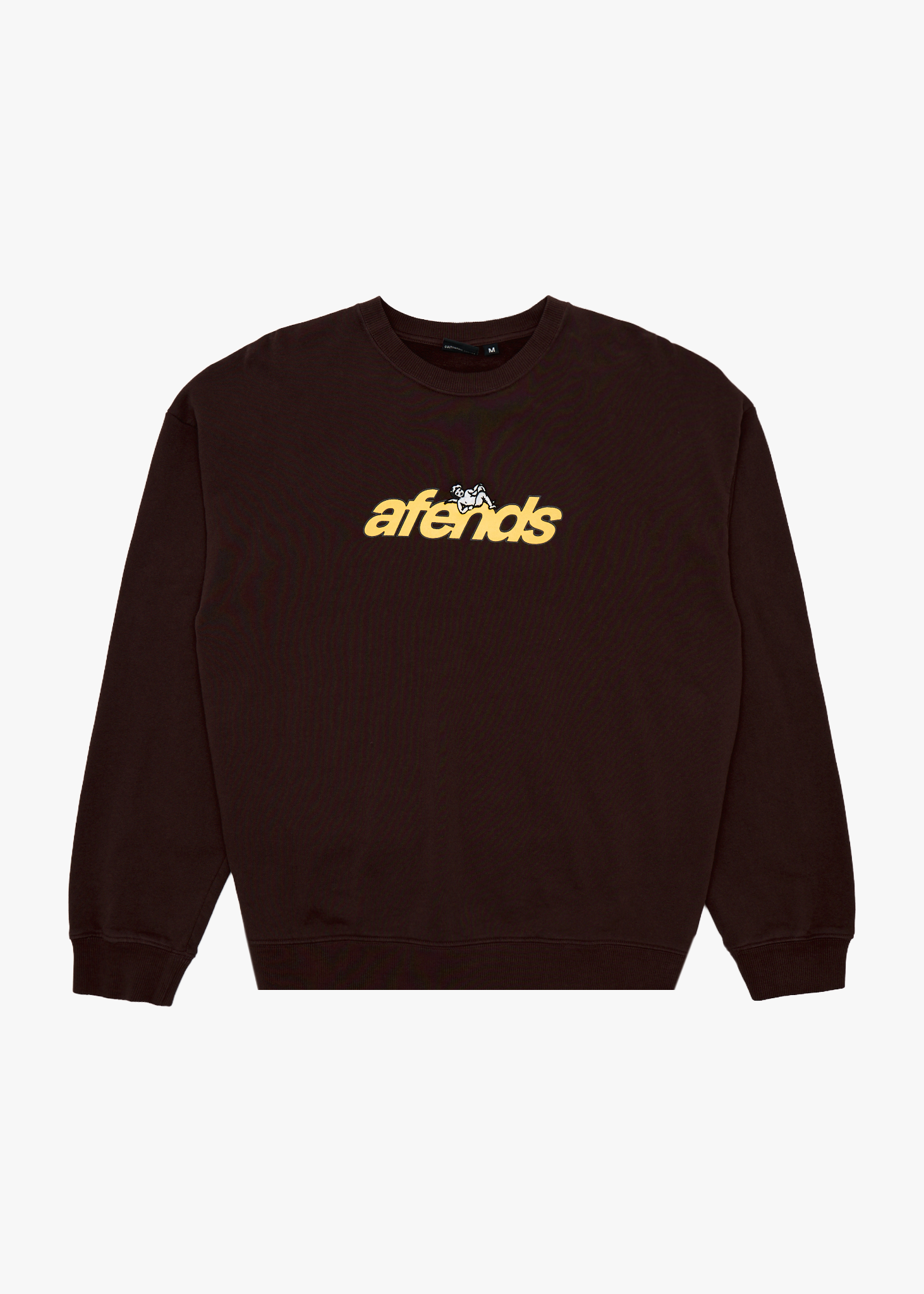 AFENDS Mens Angel Boy - Recycled Crew Neck - Washed Coffee