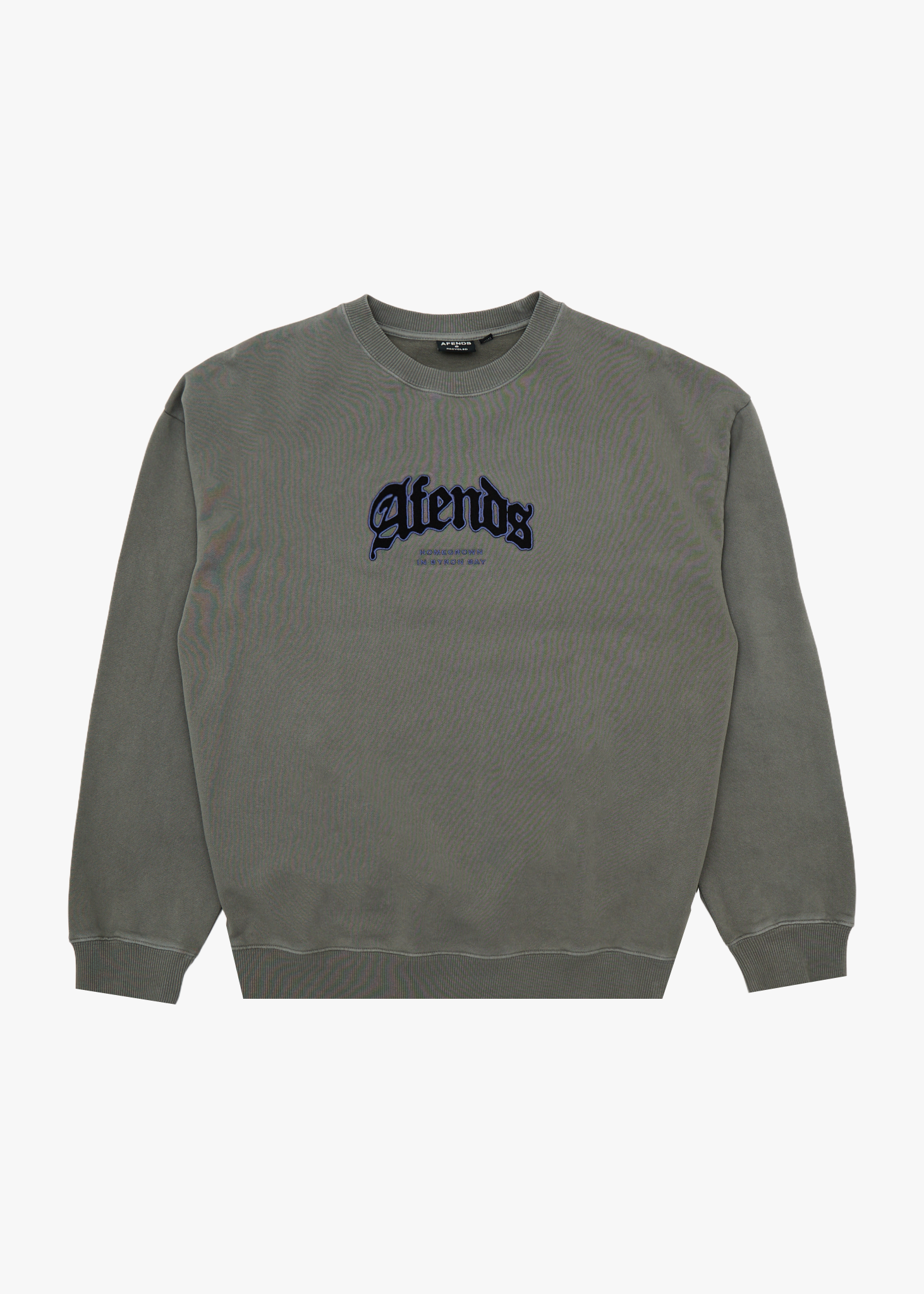 AFENDS Mens Home - Recycled Crew Neck - Washed Sycamore