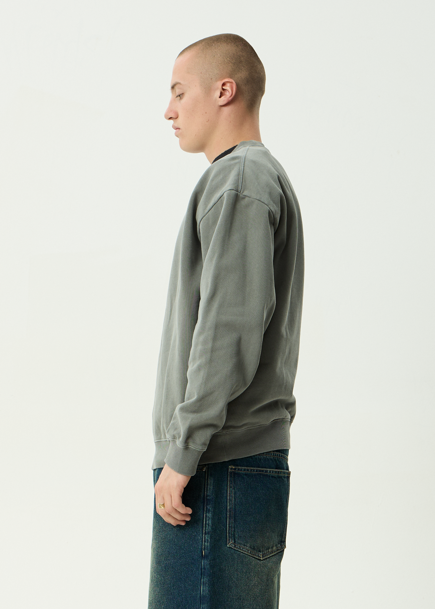 AFENDS Mens Home - Recycled Crew Neck - Washed Sycamore
