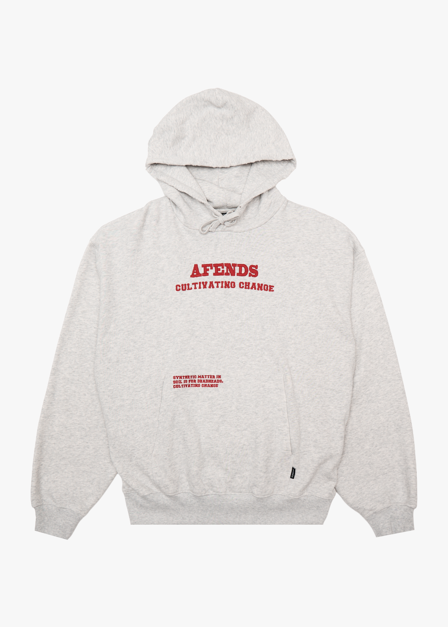 AFENDS Mens Wonders - Recycled Boxy Pull On Hood - Grey Marle