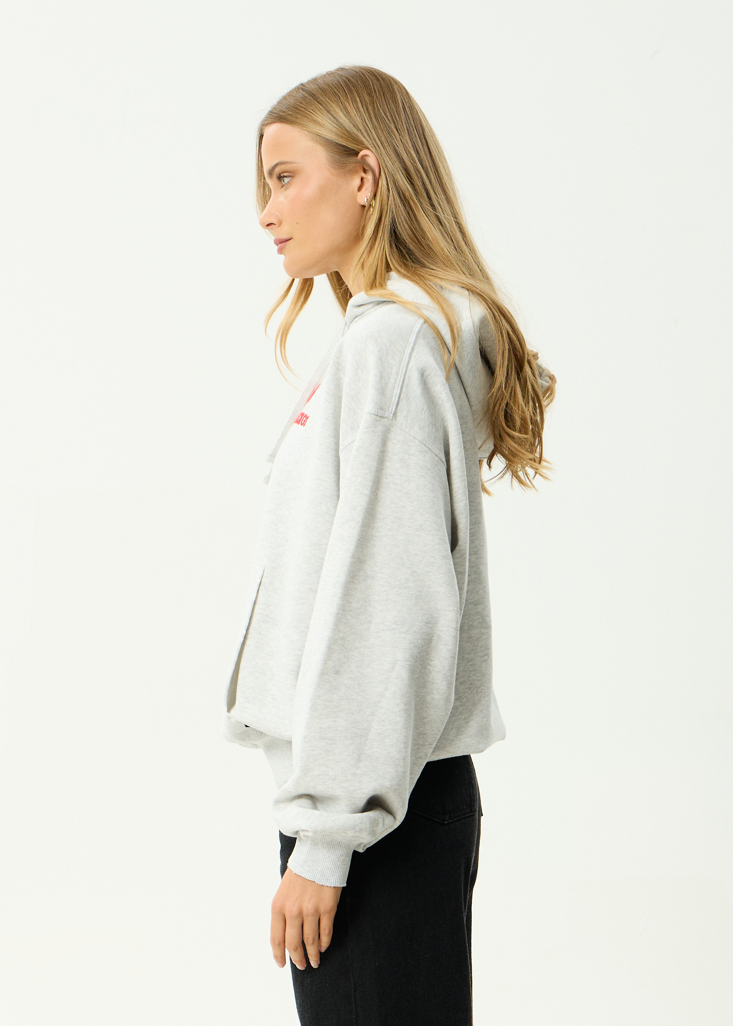 AFENDS Mens Wonders - Recycled Boxy Pull On Hood - Grey Marle