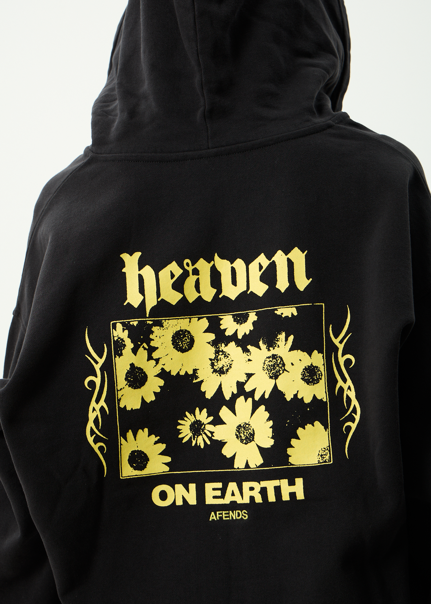 AFENDS Mens Heaven - Recycled Boxy Zip Hood - Stone Black