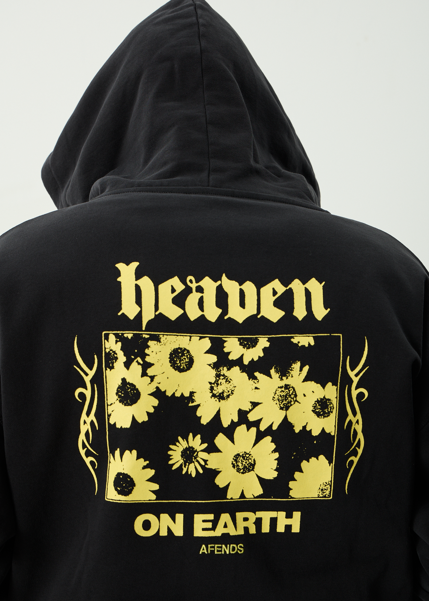 AFENDS Mens Heaven - Recycled Boxy Zip Hood - Stone Black