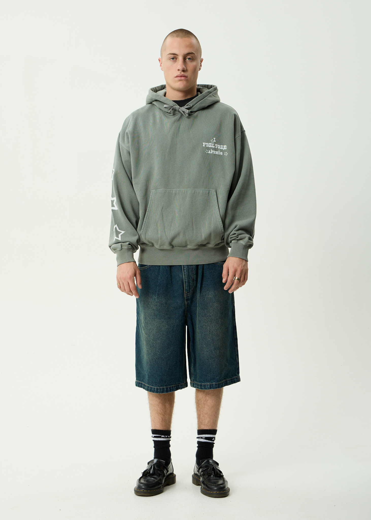 AFENDS Mens Sonoran - Recycled Boxy Pull On Hood - Washed Sycamore