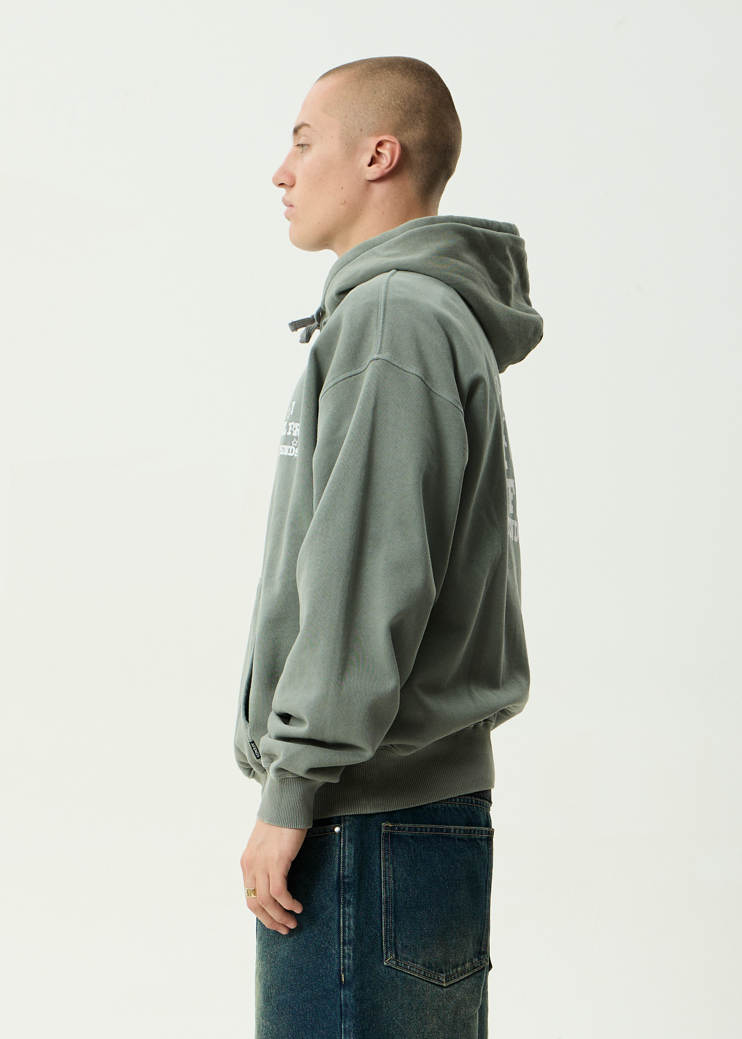 AFENDS Mens Sonoran - Recycled Boxy Pull On Hood - Washed Sycamore