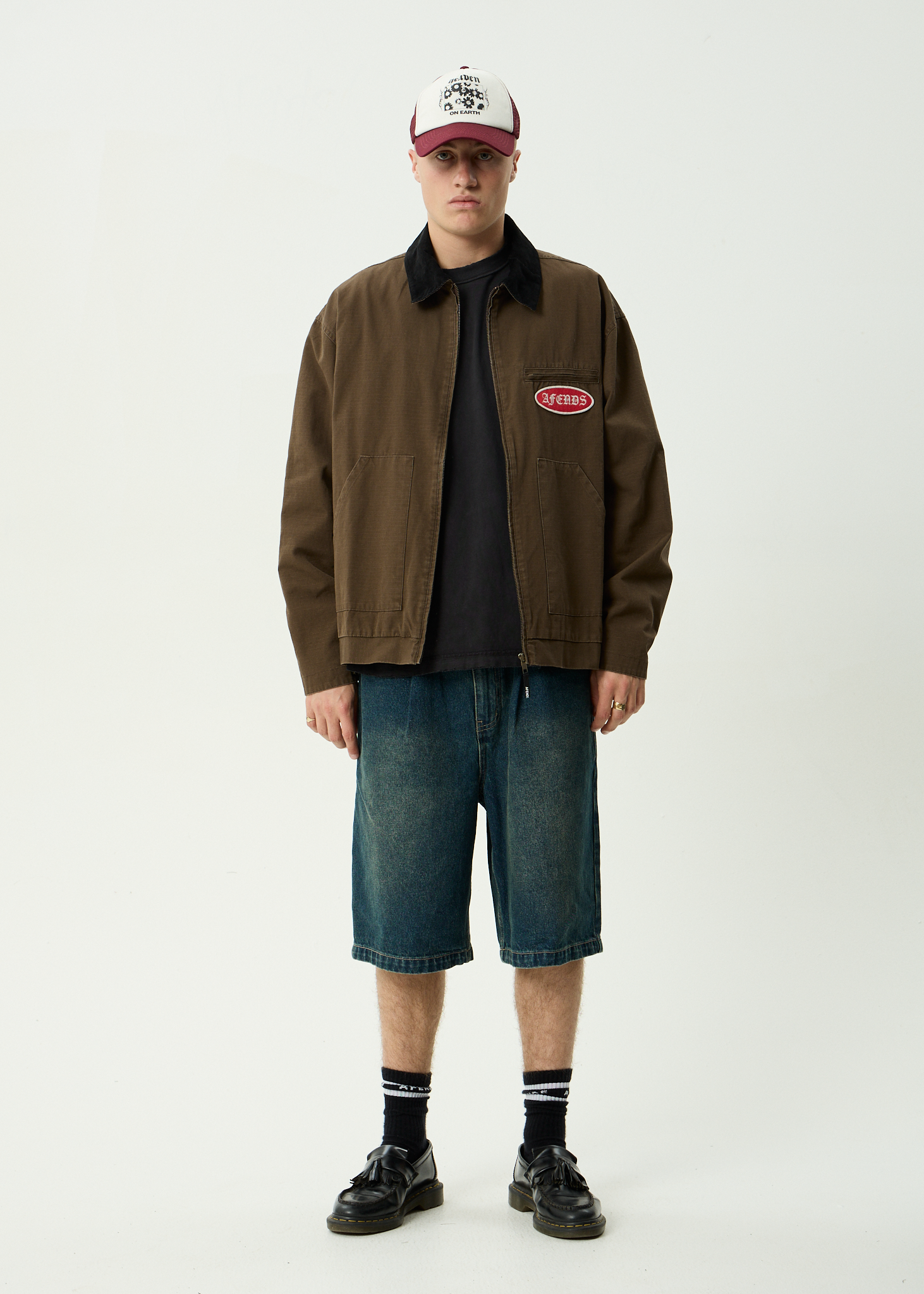 AFENDS Mens Casino Oracle V.2 - Organic Workwear Jacket - Washed Coffee