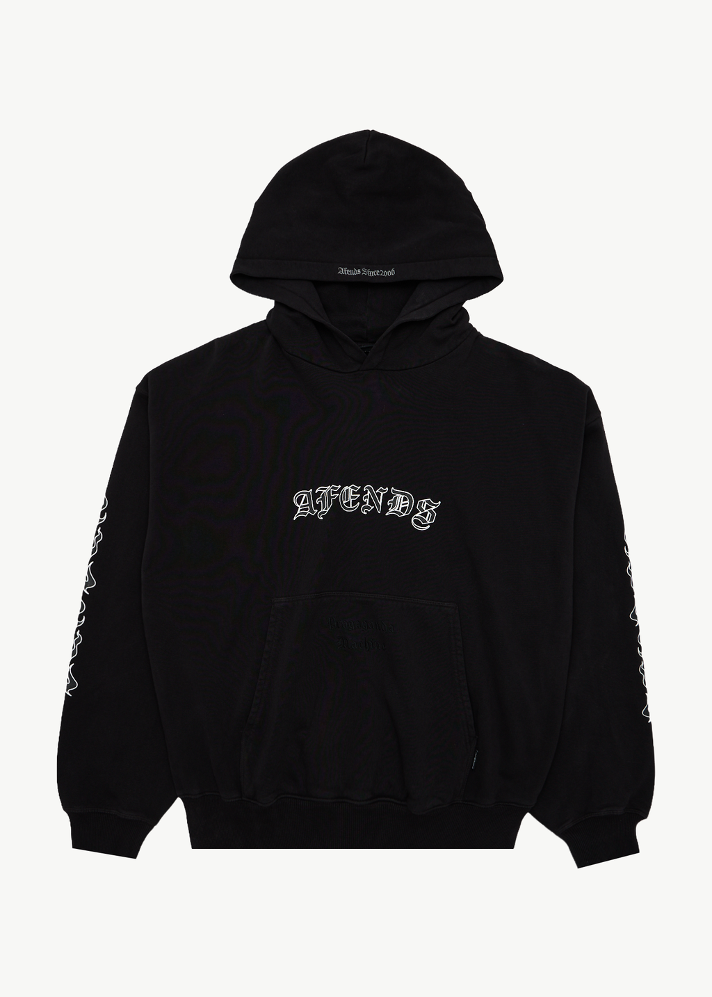 AFENDS Mens Machine - Boxy Pull On Hood - Stone Black