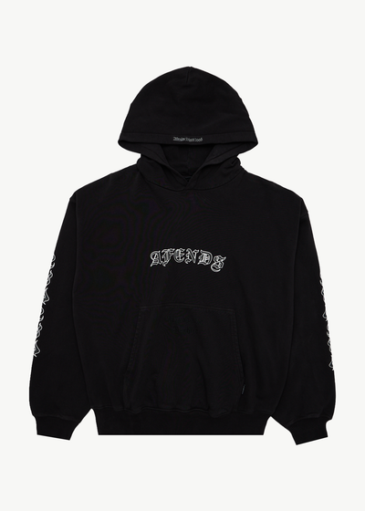 AFENDS Mens Machine - Boxy Pull On Hood - Stone Black