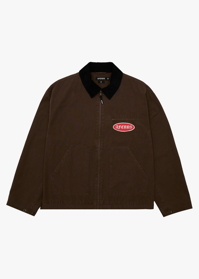 AFENDS Mens Casino Oracle V.2 - Workwear Jacket - Washed Coffee
