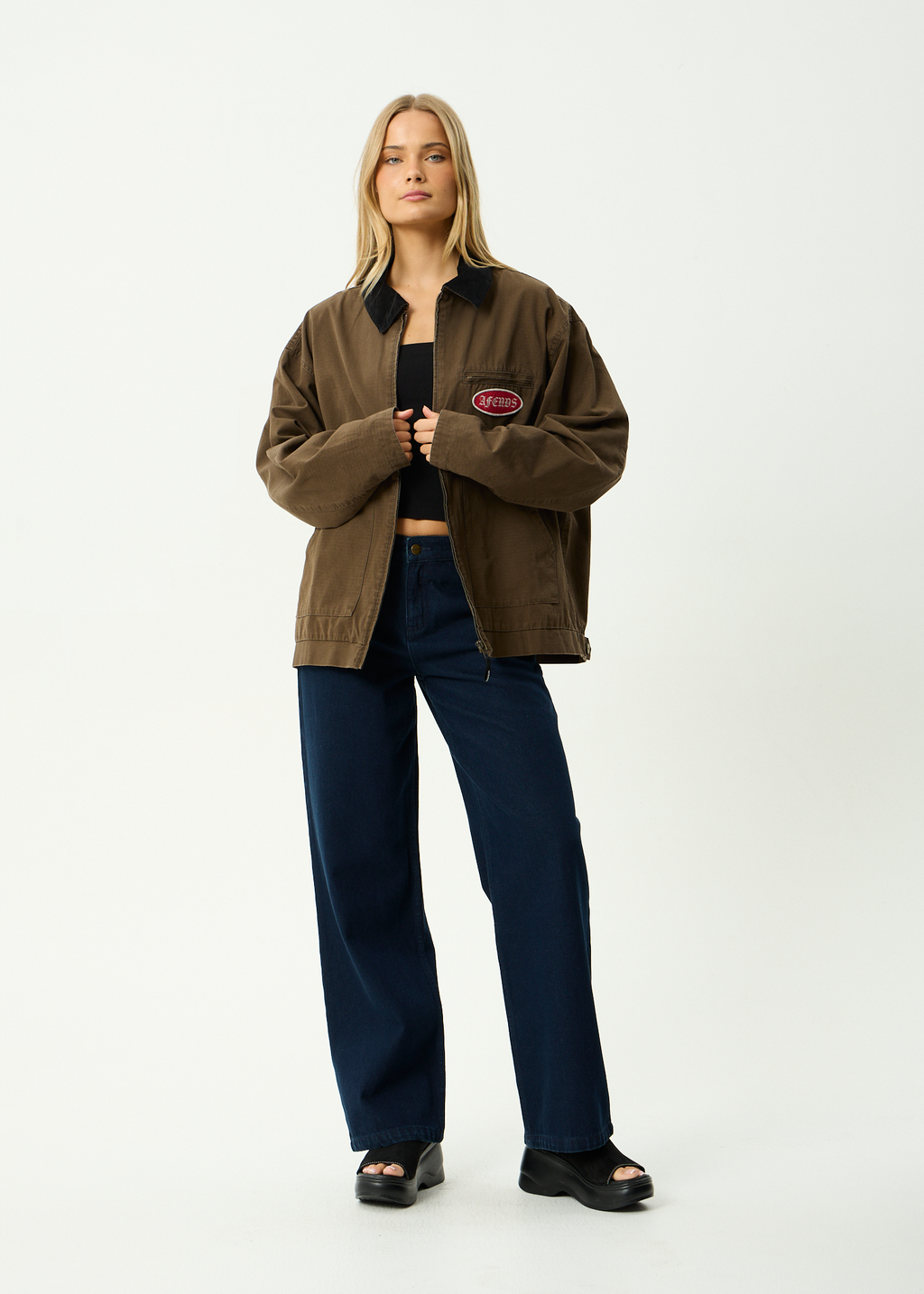 AFENDS Mens Casino Oracle V.2 - Organic Workwear Jacket - Washed Coffee