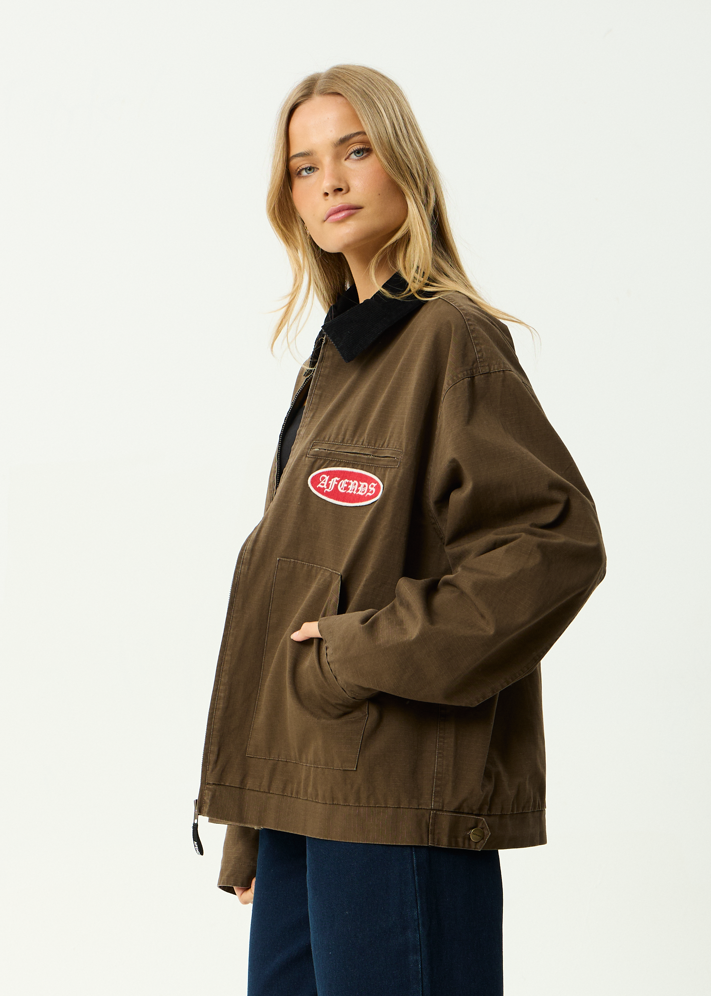 AFENDS Mens Casino Oracle V.2 - Organic Workwear Jacket - Washed Coffee