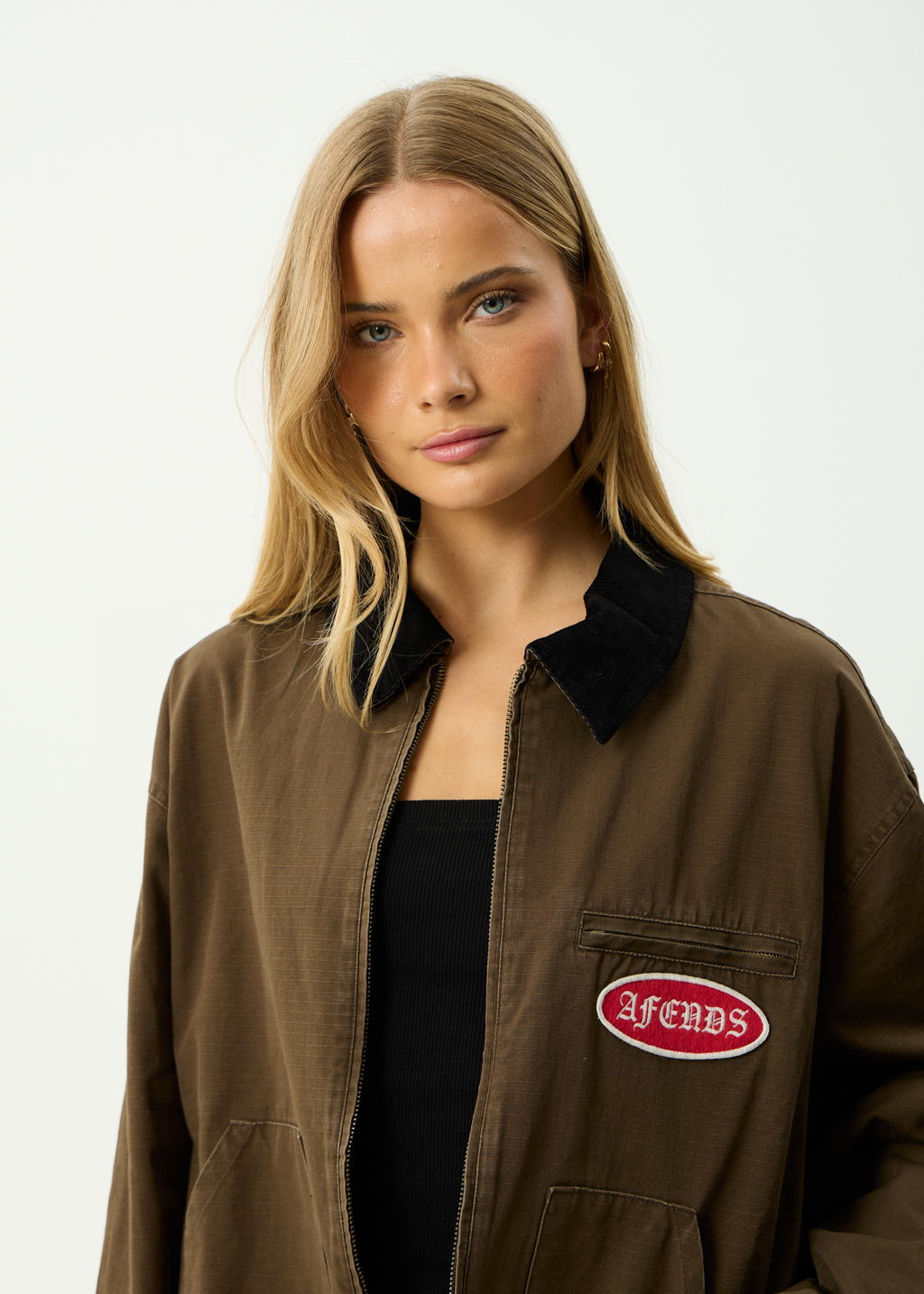 AFENDS Mens Casino Oracle V.2 - Organic Workwear Jacket - Washed Coffee