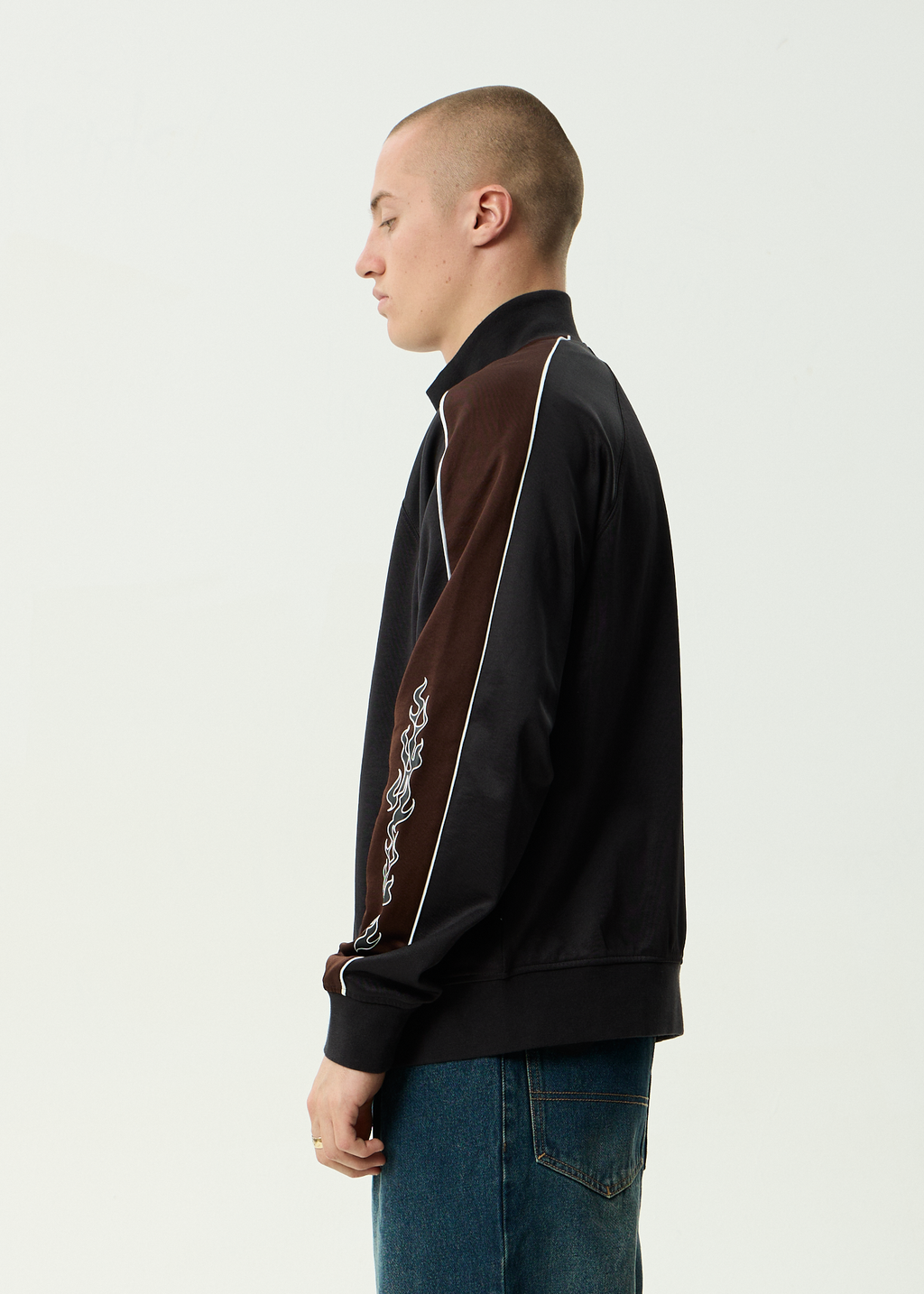 AFENDS Mens Machine - Zip Through Track Jacket - Black