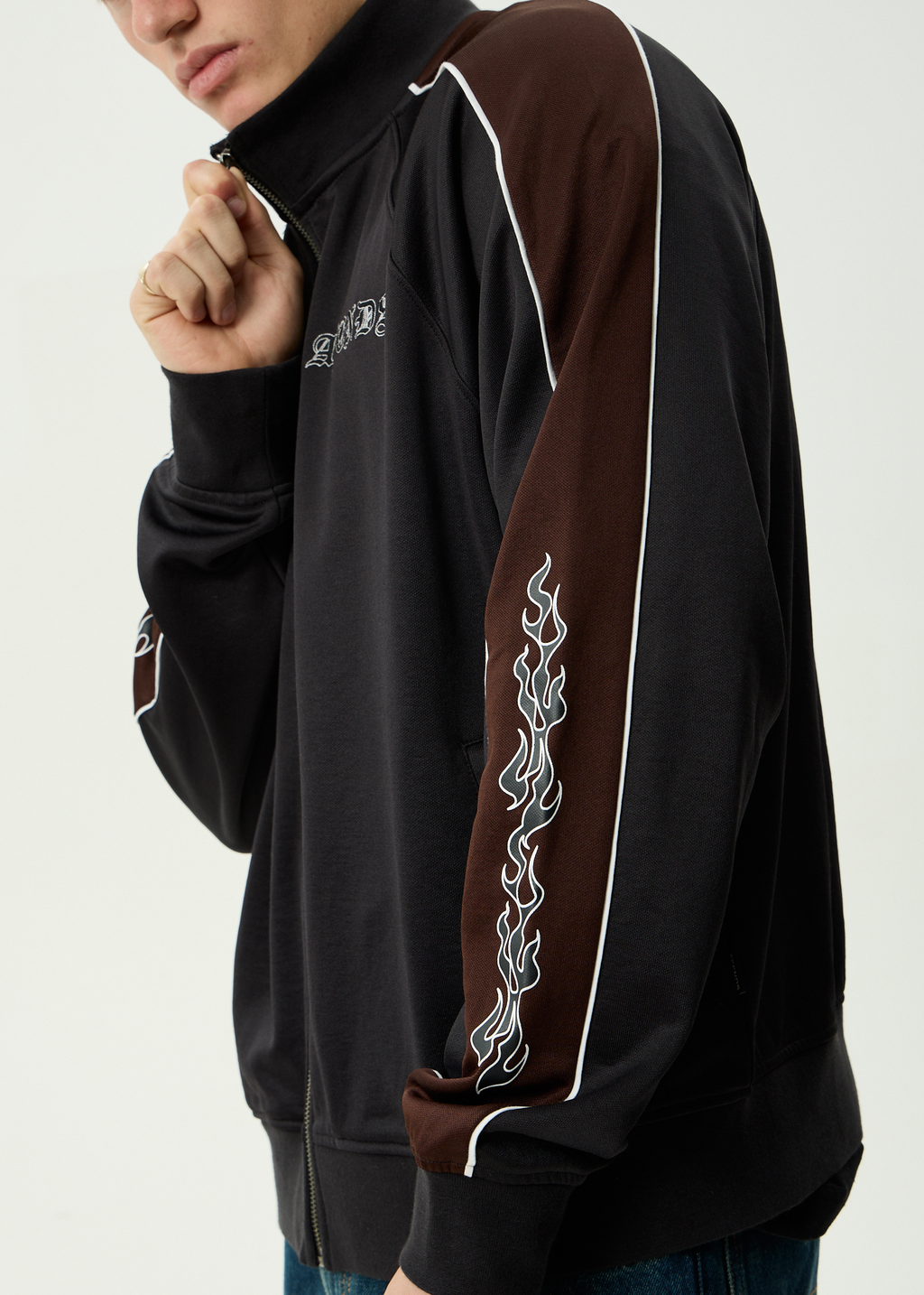 AFENDS Mens Machine - Zip Through Track Jacket - Black