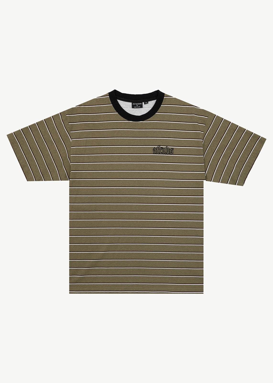 AFENDS Mens Altitude - Boxy Tee - Stone Stripe