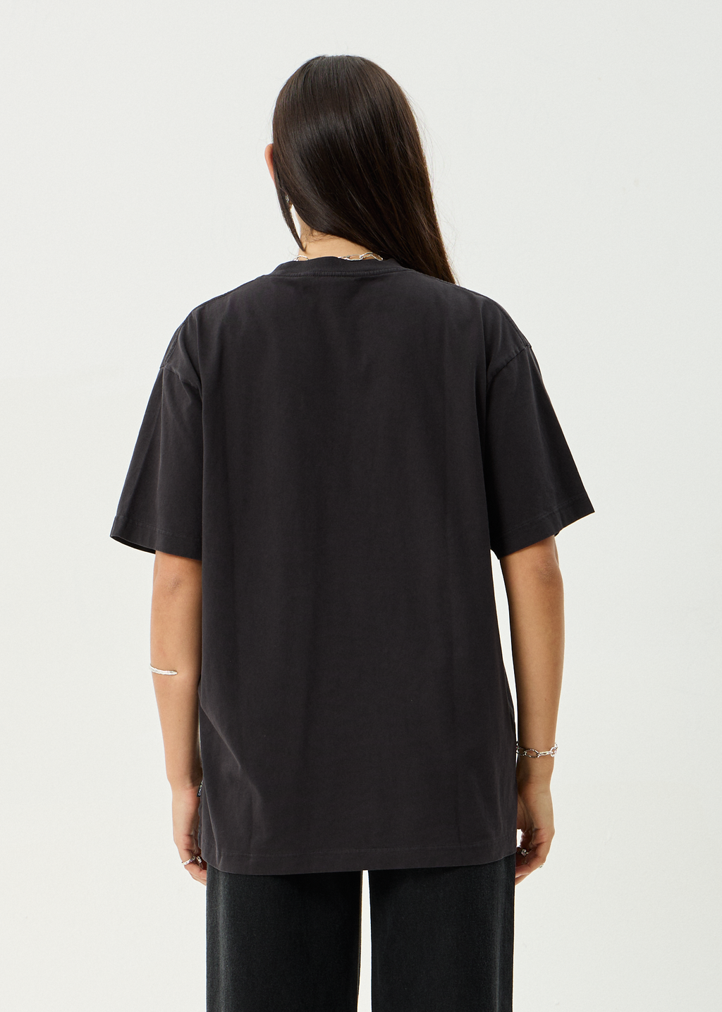 AFENDS Mens Flower Patch - Heavyweight Boxy Tee - Stone Black