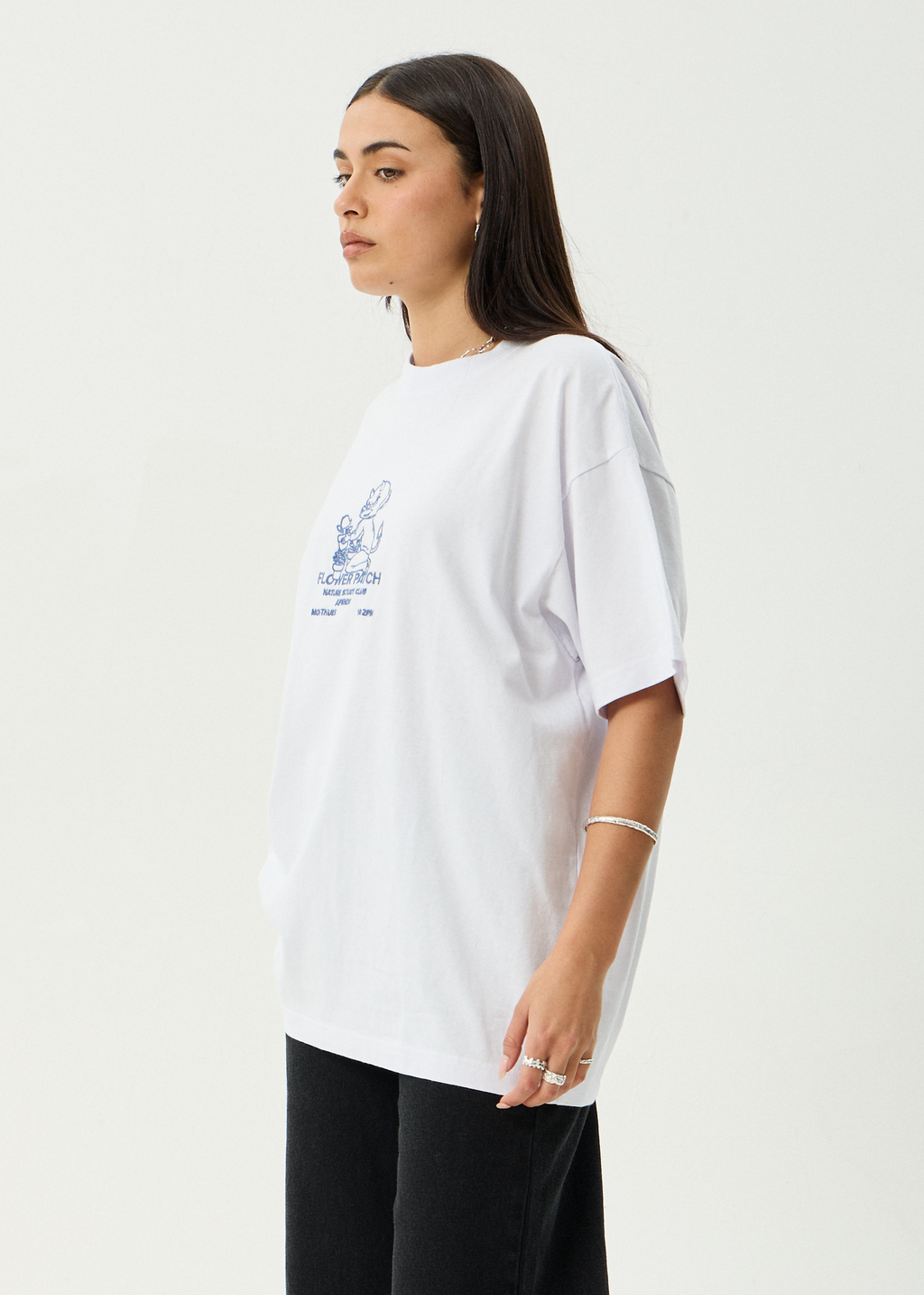 AFENDS Mens Flower Patch - Heavyweight Boxy Tee - White