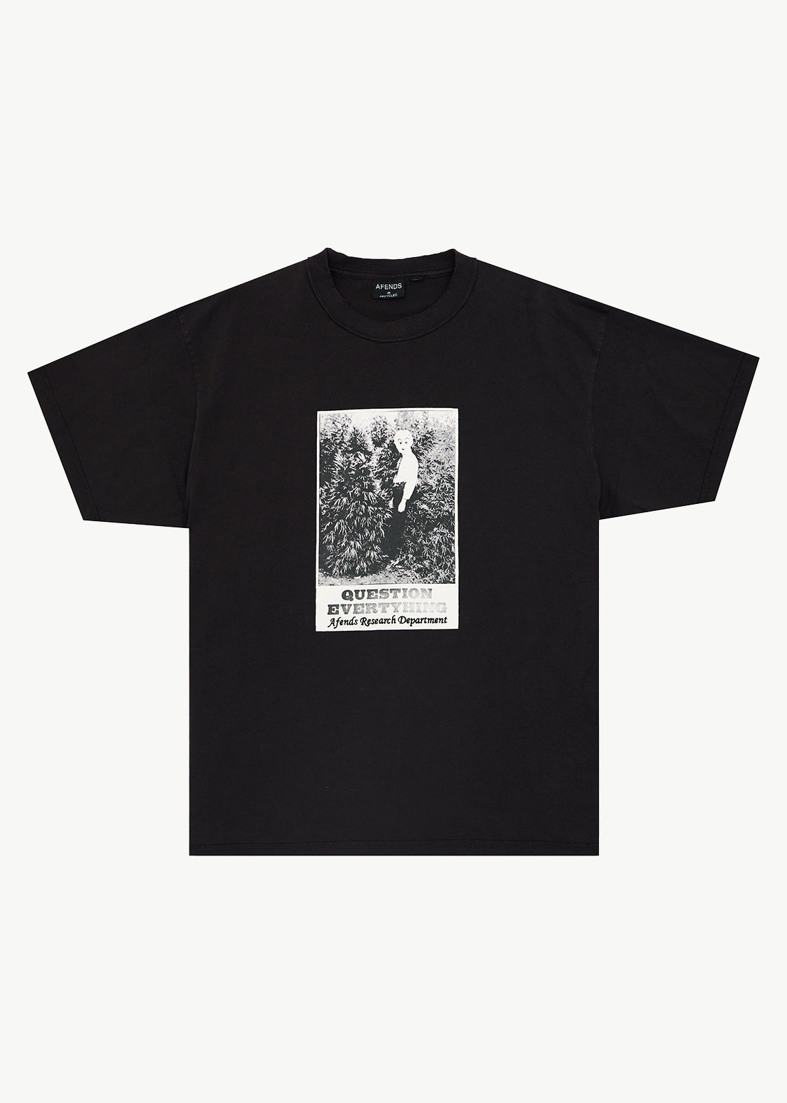 AFENDS Mens Research - Heavyweight Boxy Tee - Stone Black