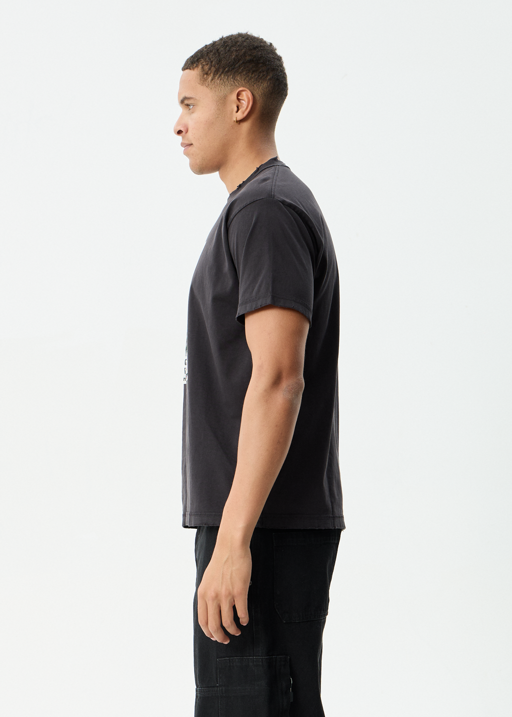 AFENDS Mens Research - Heavyweight Boxy Tee - Stone Black