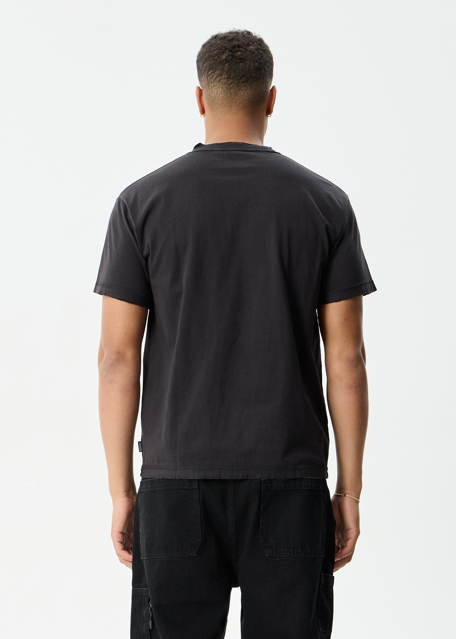 AFENDS Mens Research - Heavyweight Boxy Tee - Stone Black
