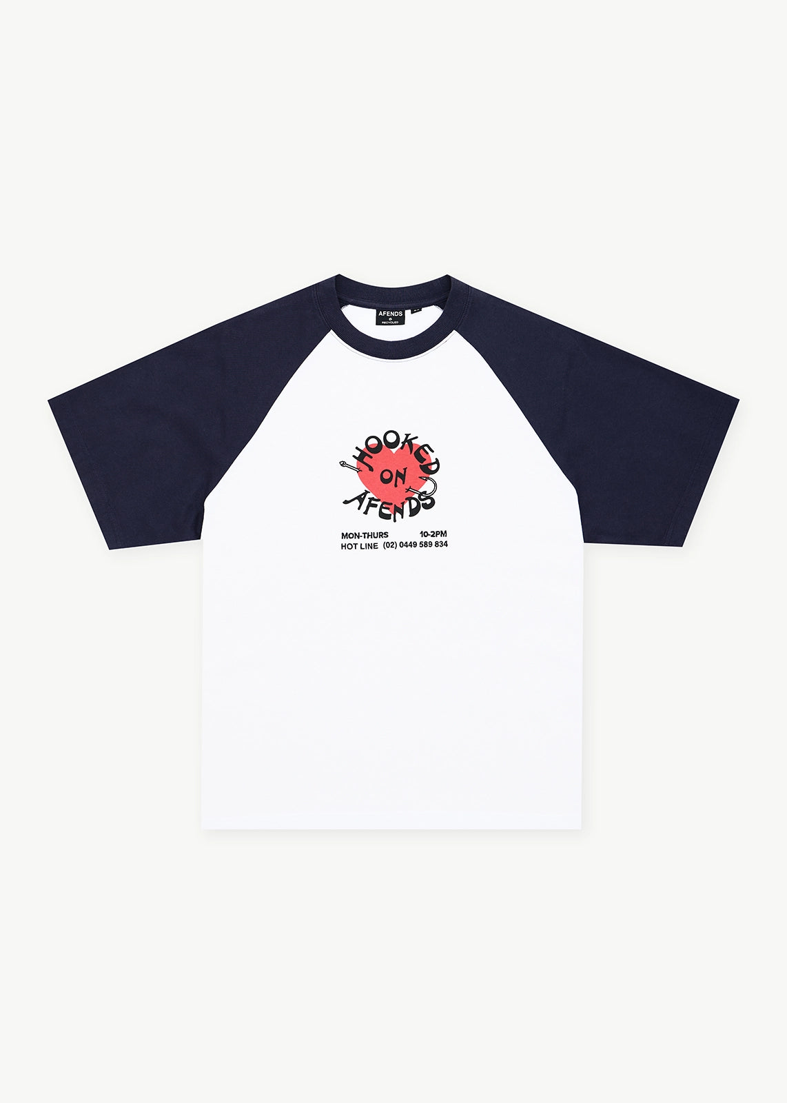 AFENDS Mens Hooked - Heavyweight Raglan Tee - White