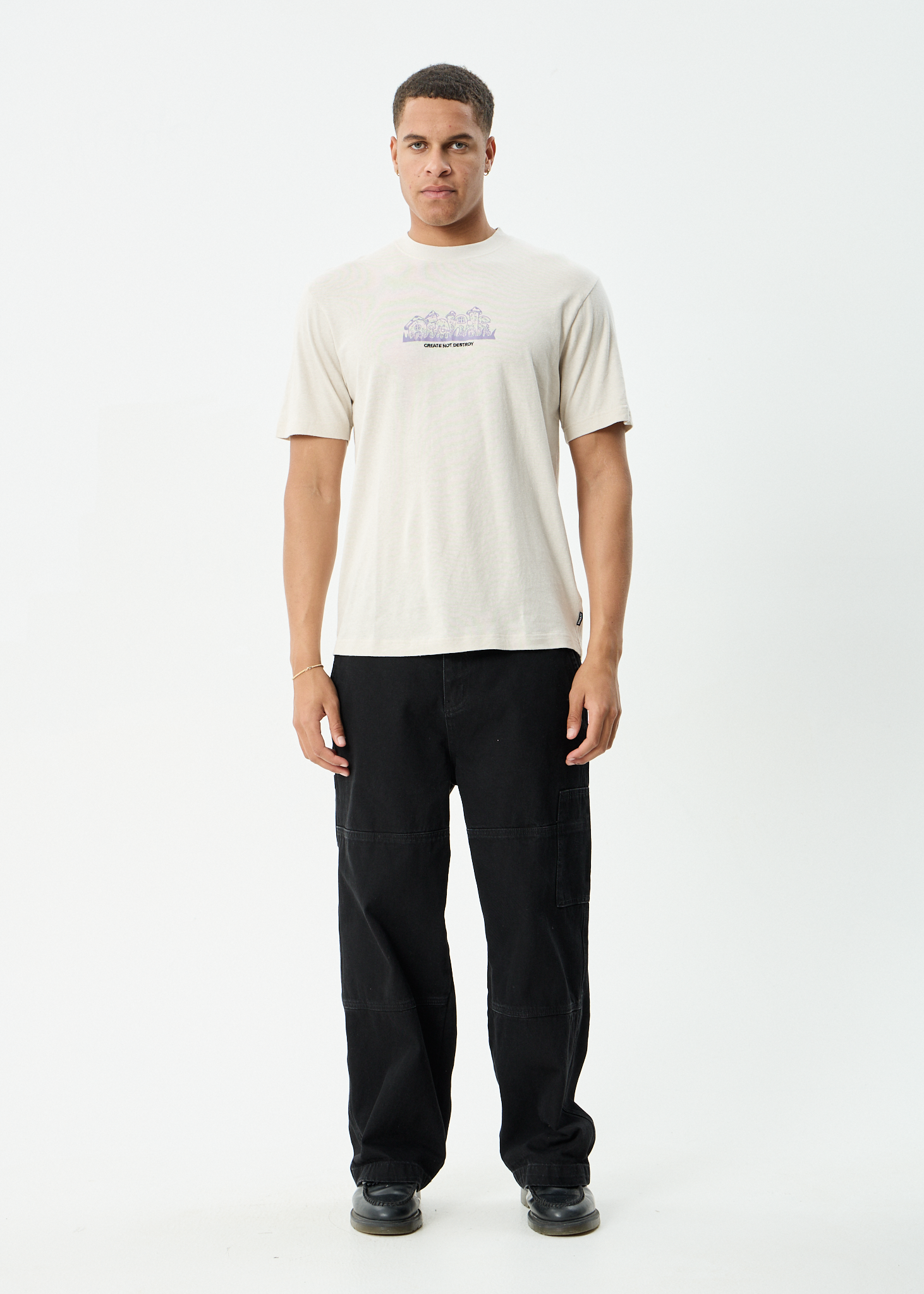 AFENDS Mens Allure - Retro Tee - Moonbeam