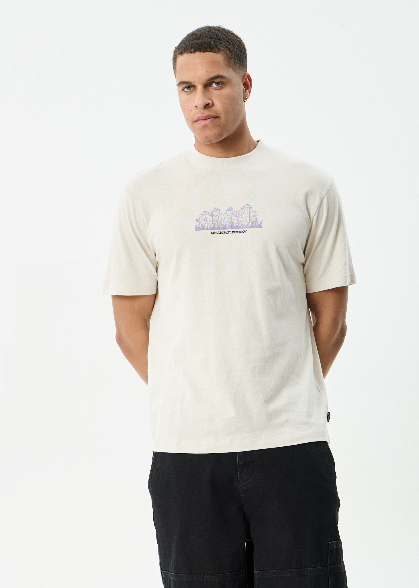 AFENDS Mens Allure - Retro Tee - Moonbeam
