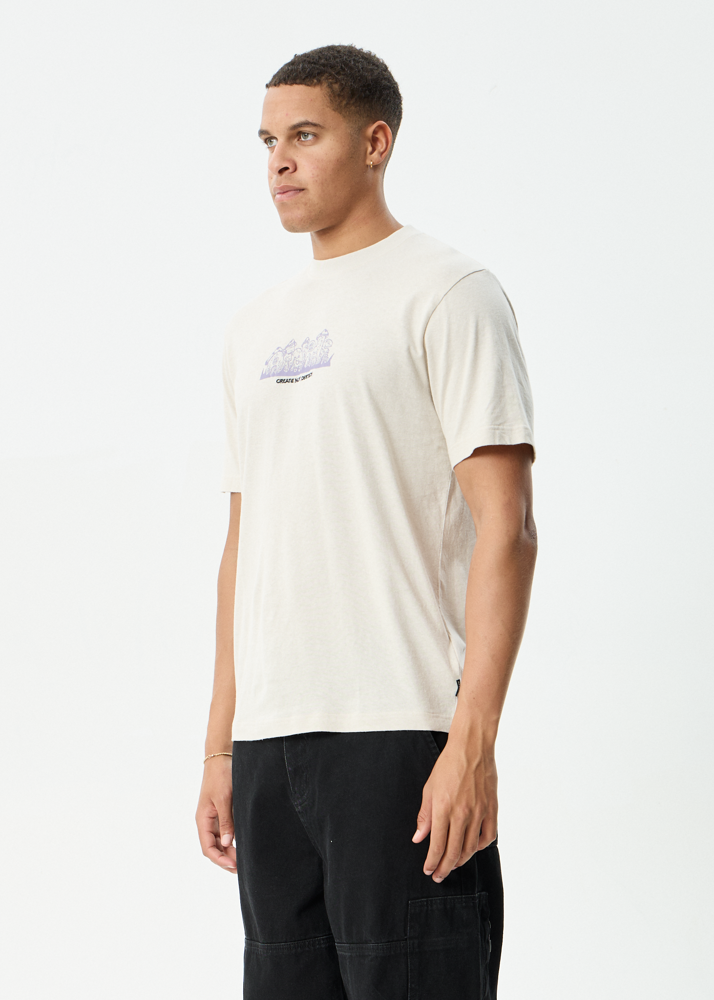 AFENDS Mens Allure - Retro Tee - Moonbeam