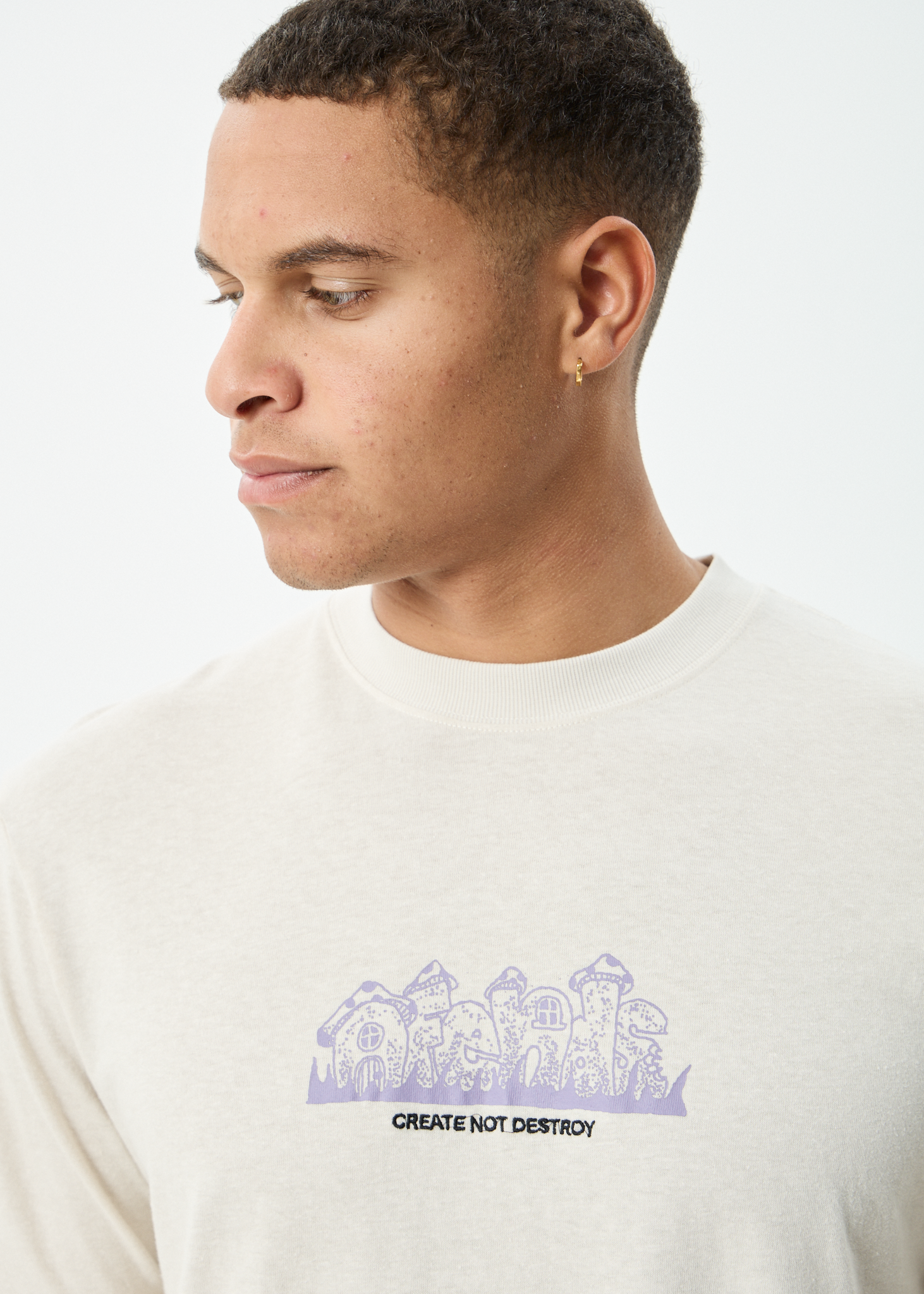 AFENDS Mens Allure - Retro Tee - Moonbeam