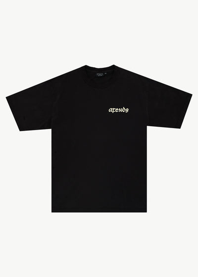 AFENDS Mens Pent-A-Gone - Heavyweight Boxy Tee - Stone Black